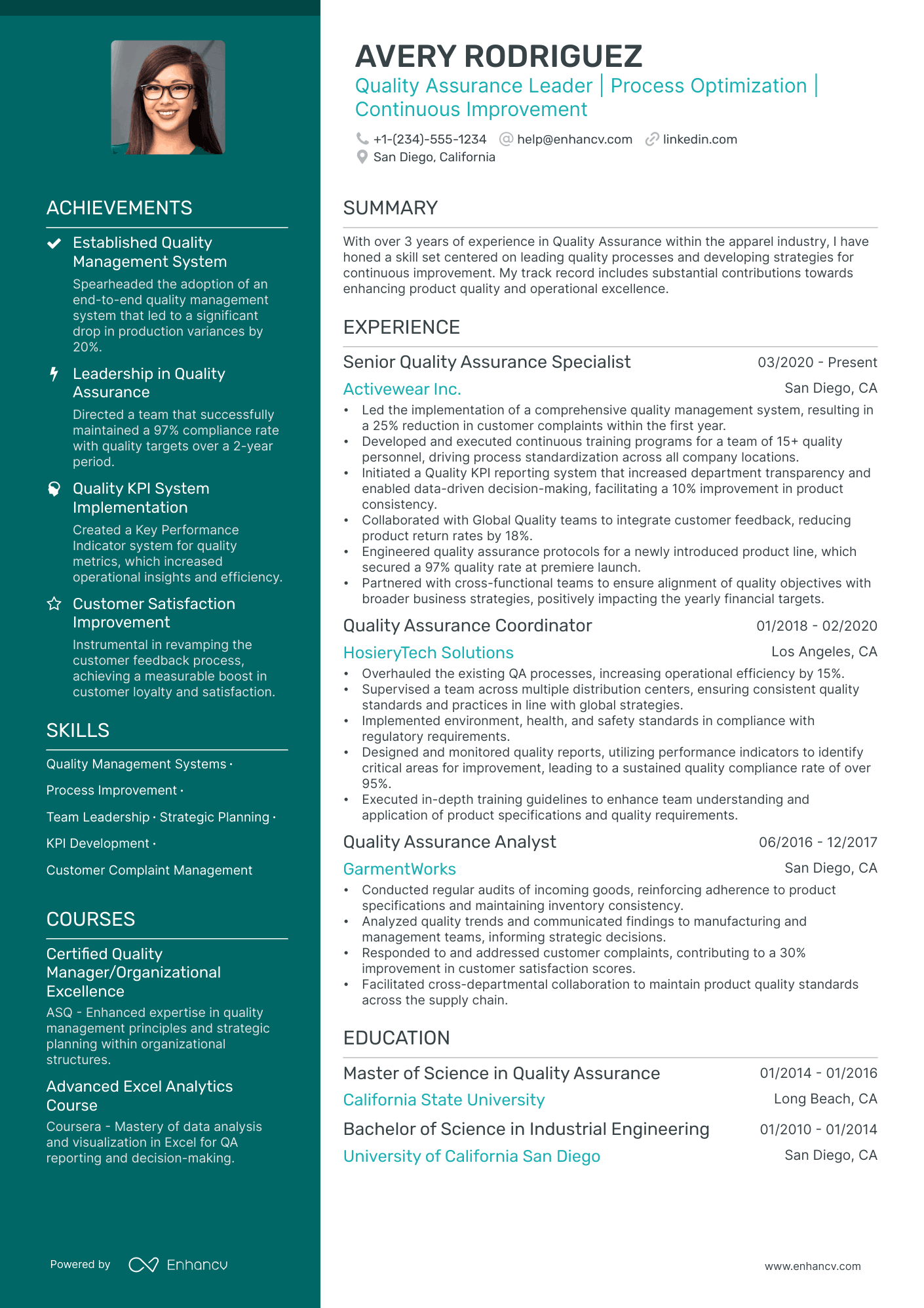 5 Quality Supervisor Resume Examples & Guide for 2024