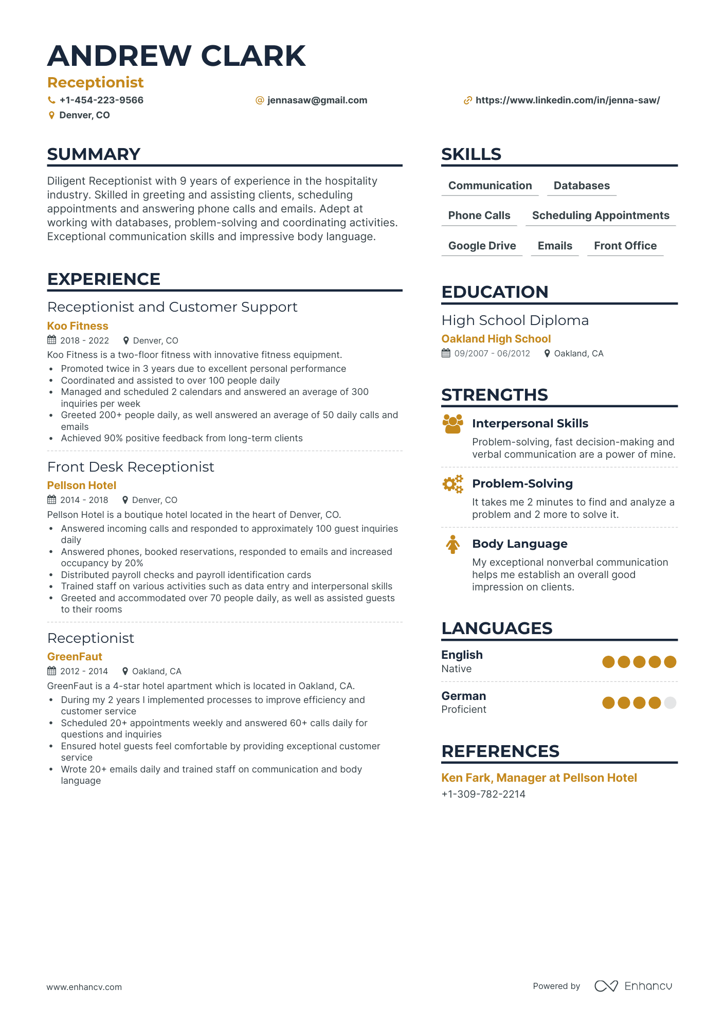 9 Front Desk Receptionist Resume Examples & Guide for 2024