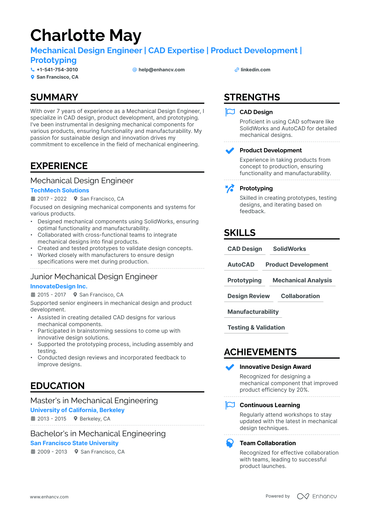 5 Mechanical Design Engineer Resume Examples & Guide for 2025