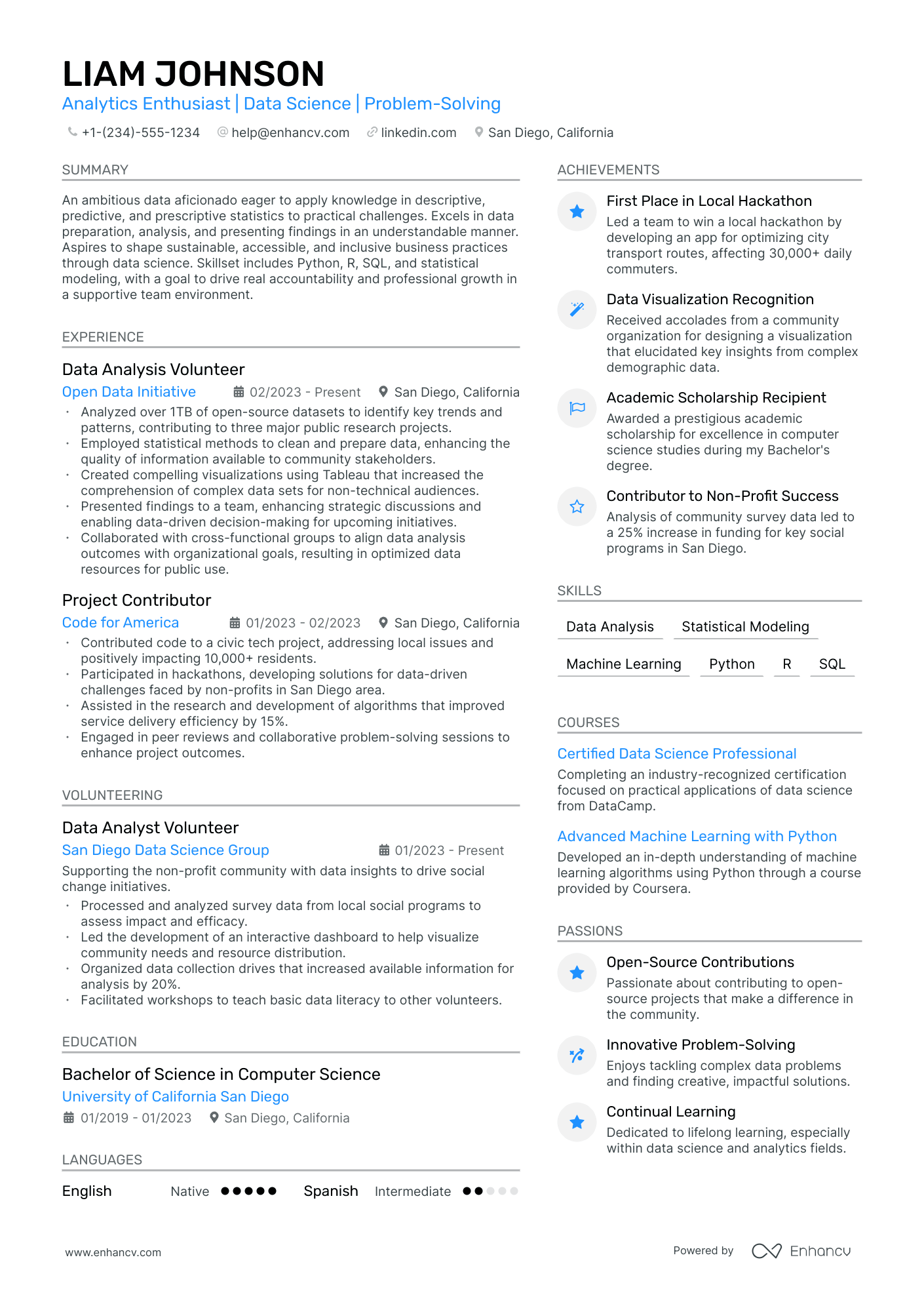 5 Data Science Intern Resume Examples & Guide for 2024