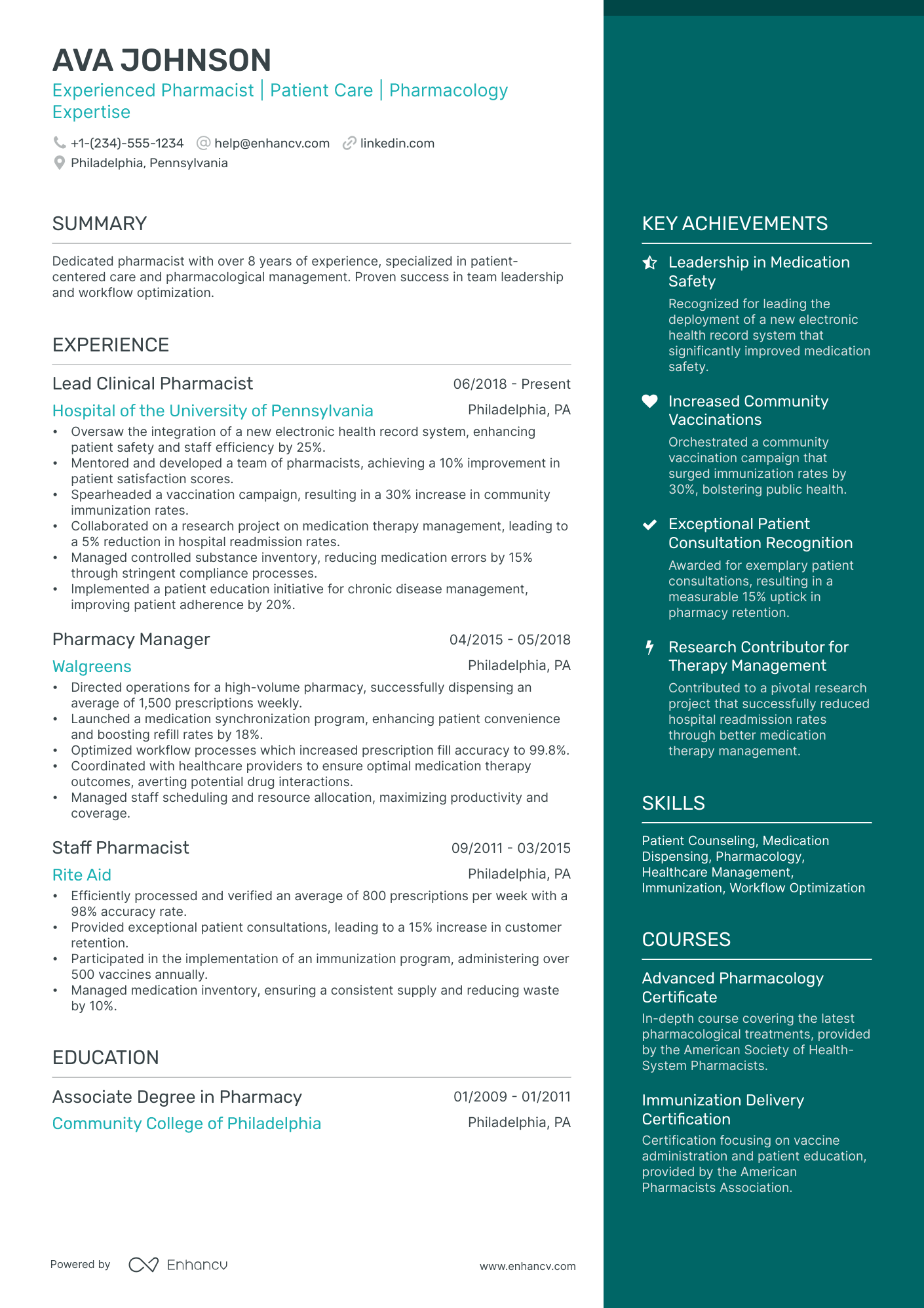 10 CVS Pharmacist Resume Examples & Guide for 2025