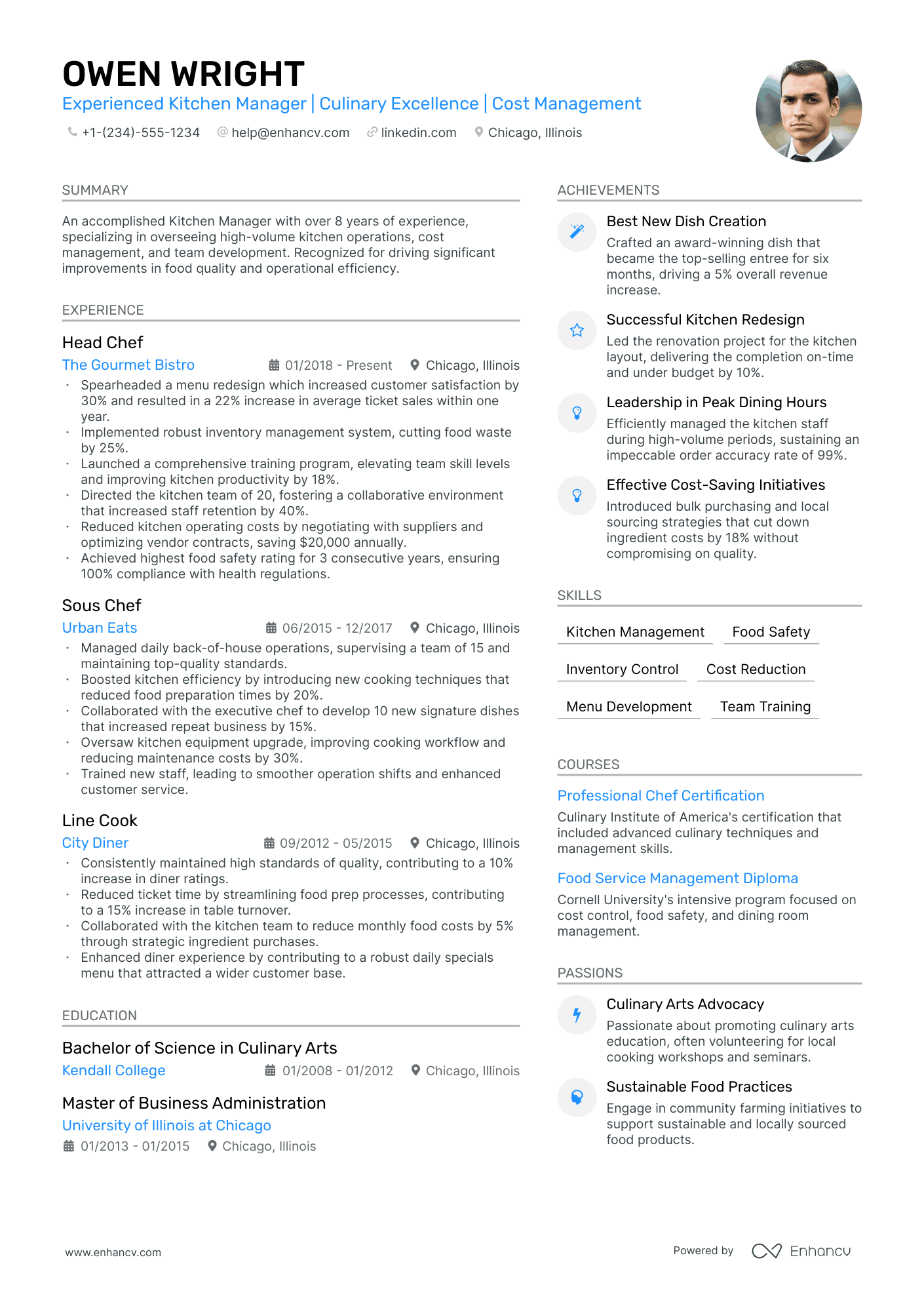 5 Kitchen Manager Resume Examples & Guide for 2024