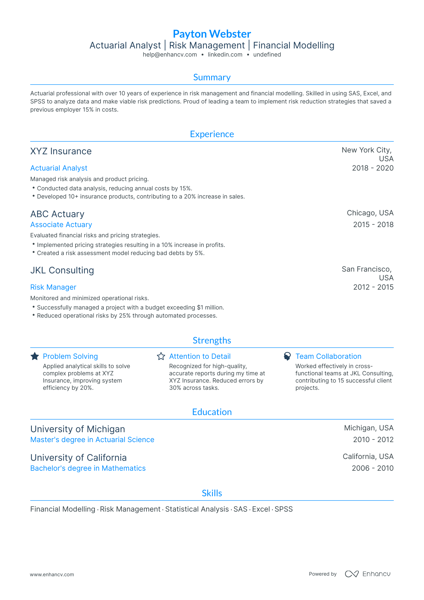 5 Actuary Internship Resume Examples & Guide for 2025