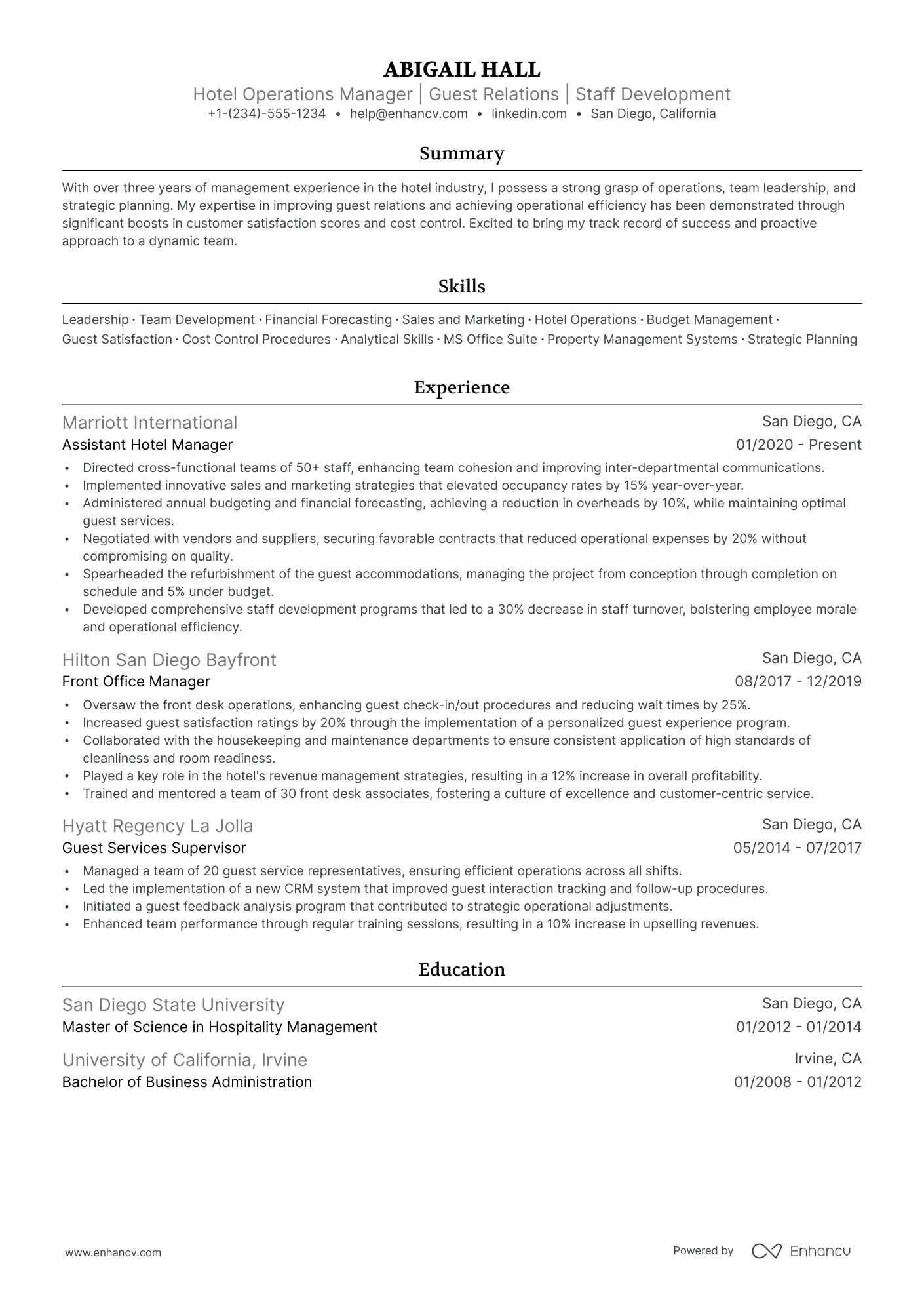 5 Hotel Operations Manager Resume Examples & Guide for 2024