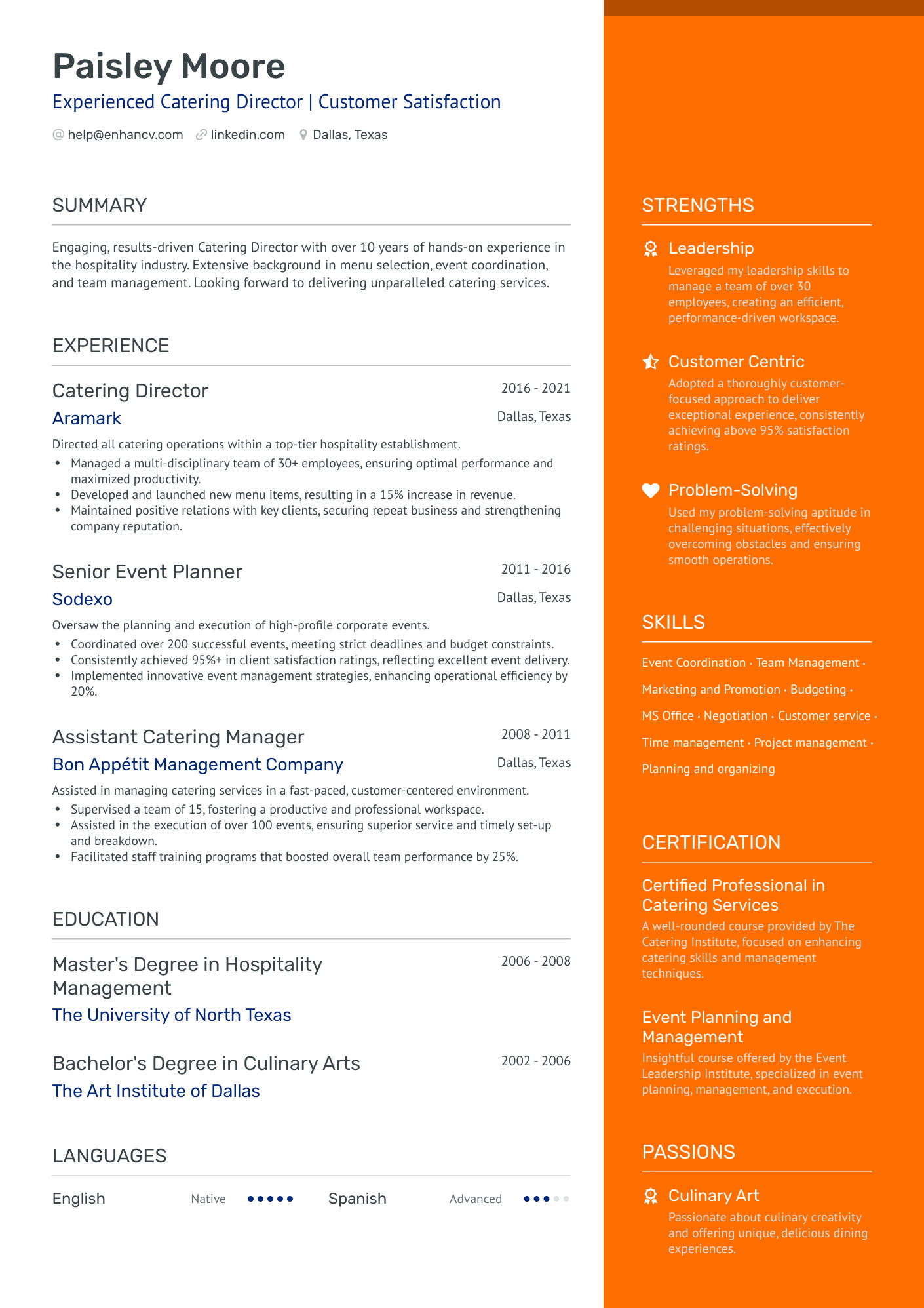 9 Catering Resume Examples & Guide for 2024