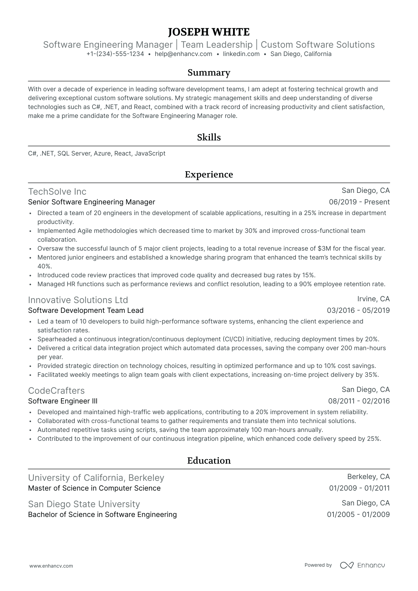 10 Software Engineering Manager Resume Examples & Guide for 2026