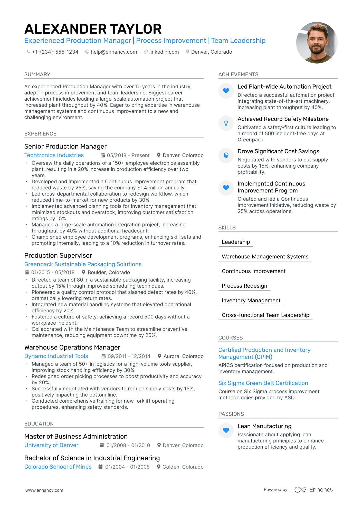 5 Production Manager Resume Examples & Guide for 2024