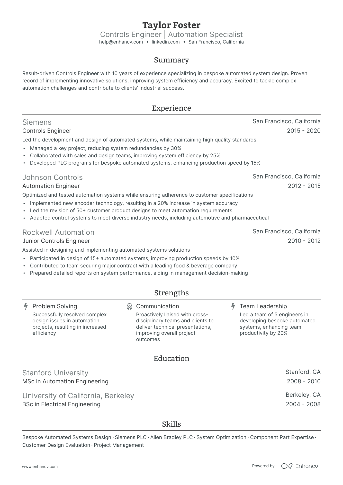 5 Controls Engineer Resume Examples & Guide for 2024