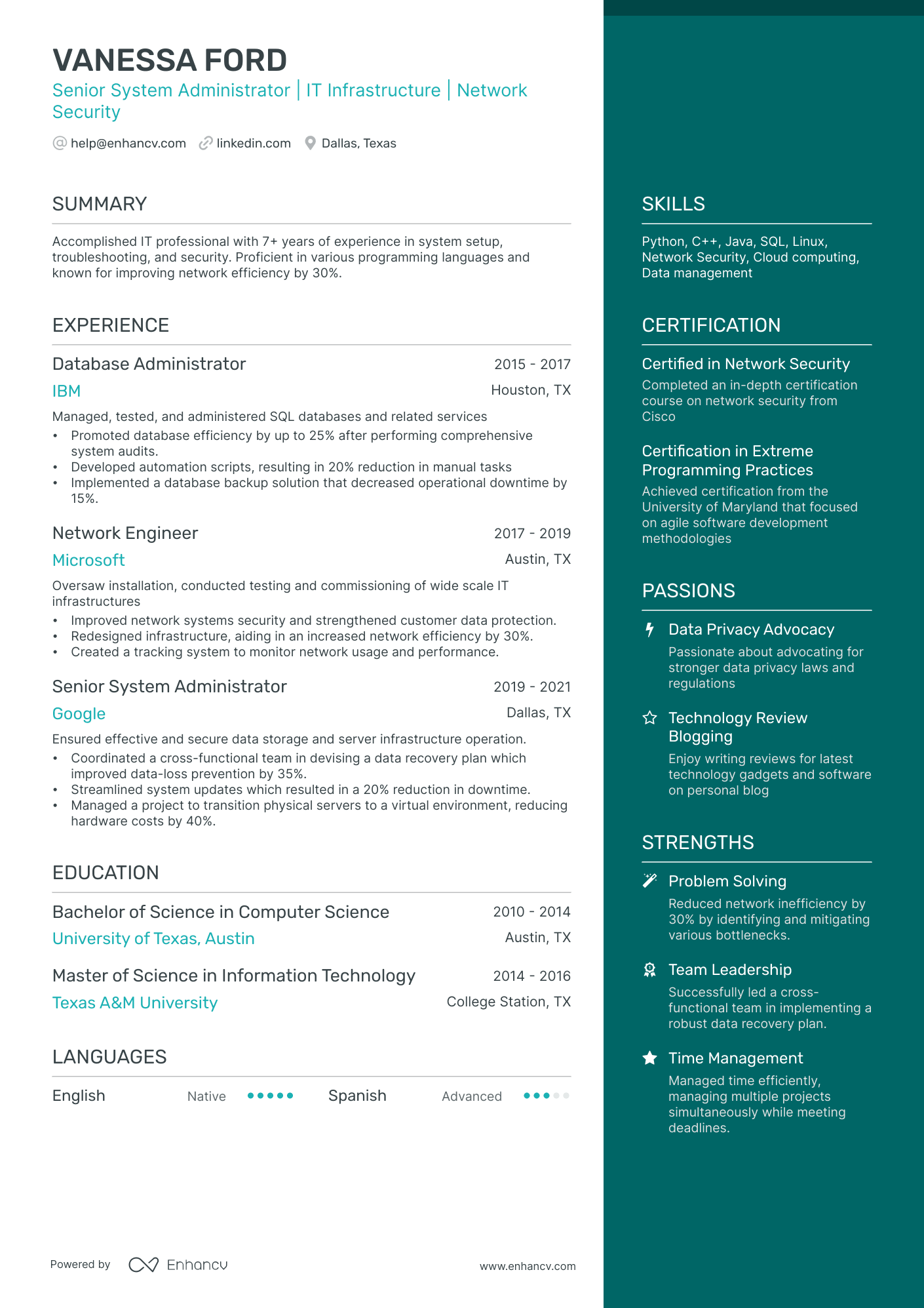 10 Senior System Administrator Resume Examples & Guide for 2026