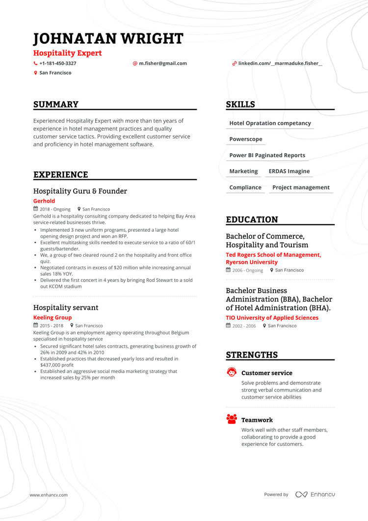 5 Hospitality Resume Examples & Guide for 2023