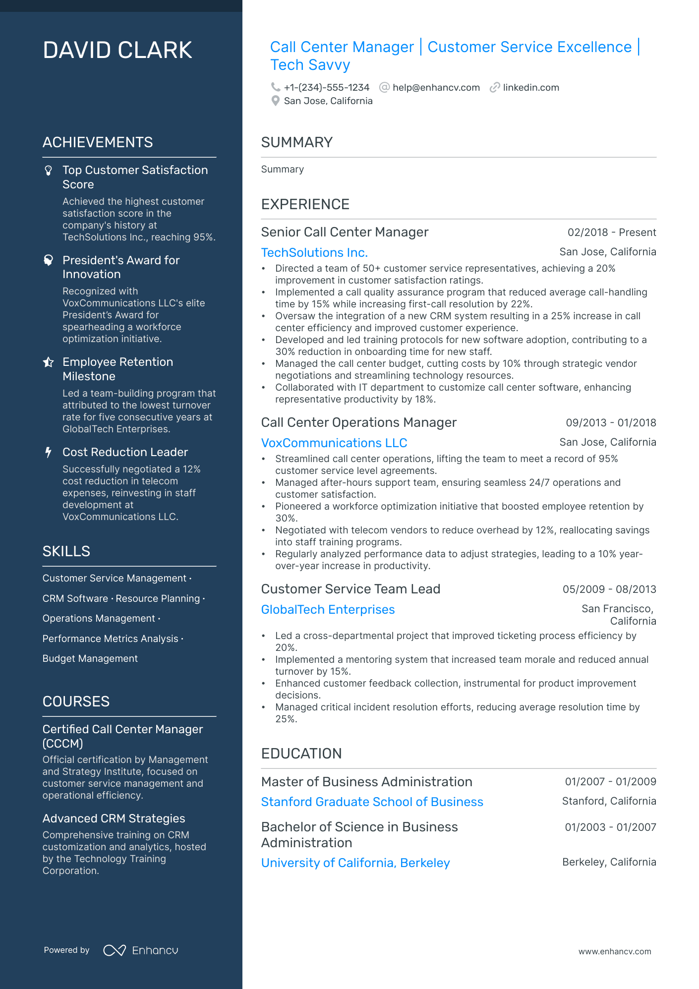 5 Call Center Manager Resume Examples & Guide for 2024