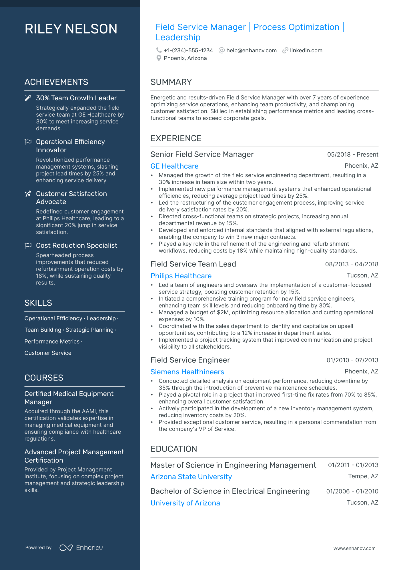 5 Field Service Manager Resume Examples & Guide for 2024