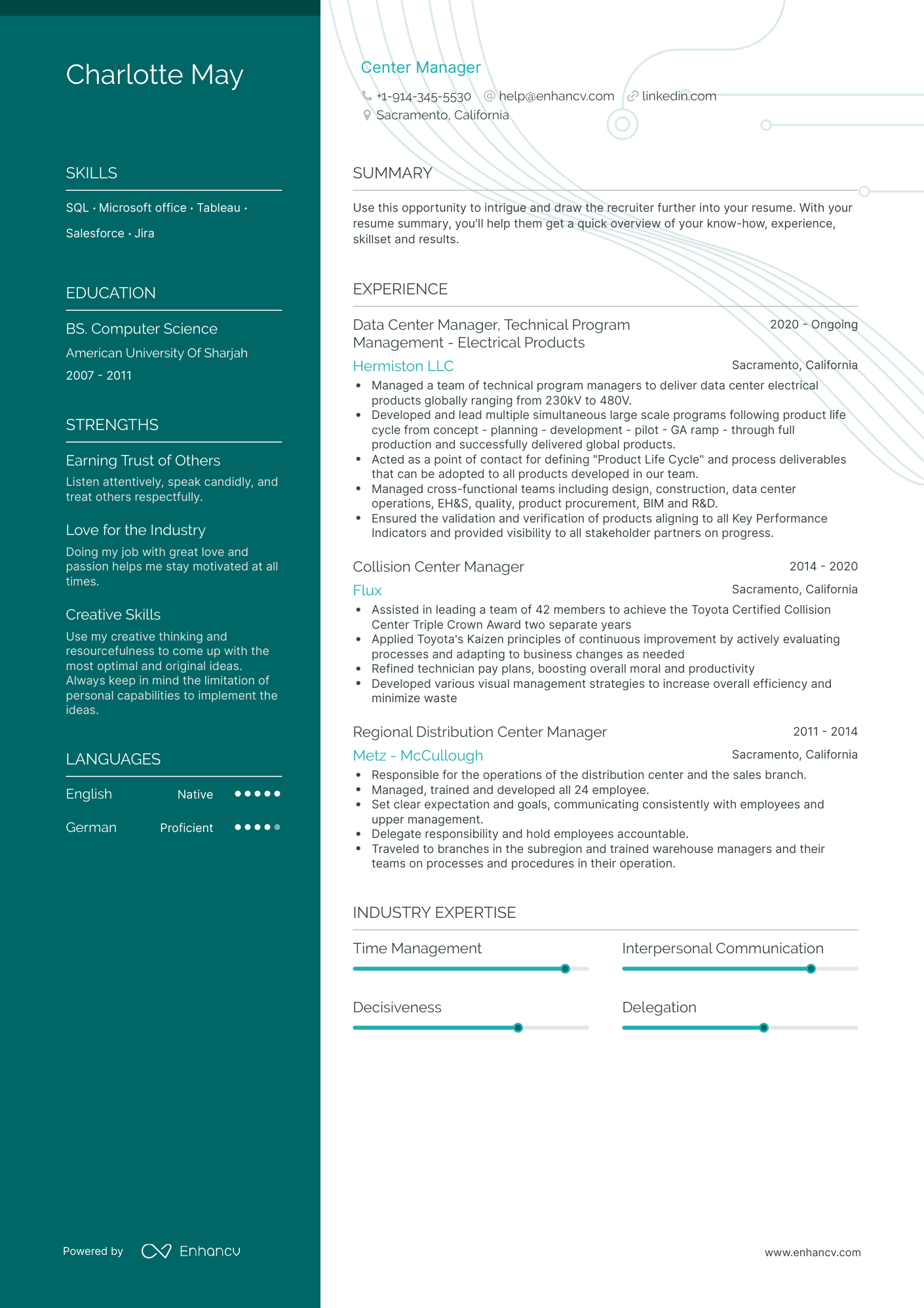 Center Manager Resume Examples & Guide for 2023 (Layout, Skills ...