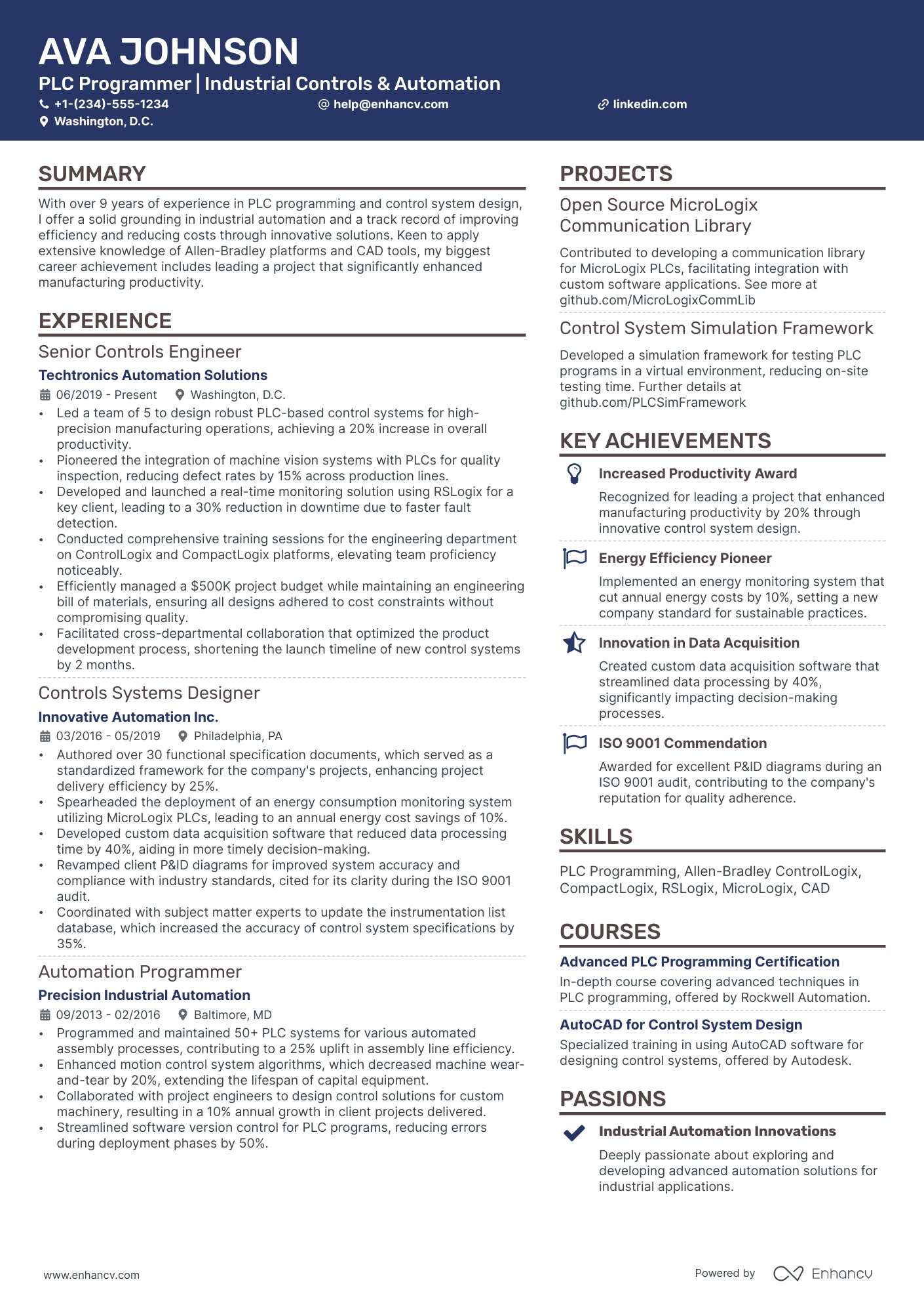 10 PLC Programmer Resume Examples & Guide for 2026