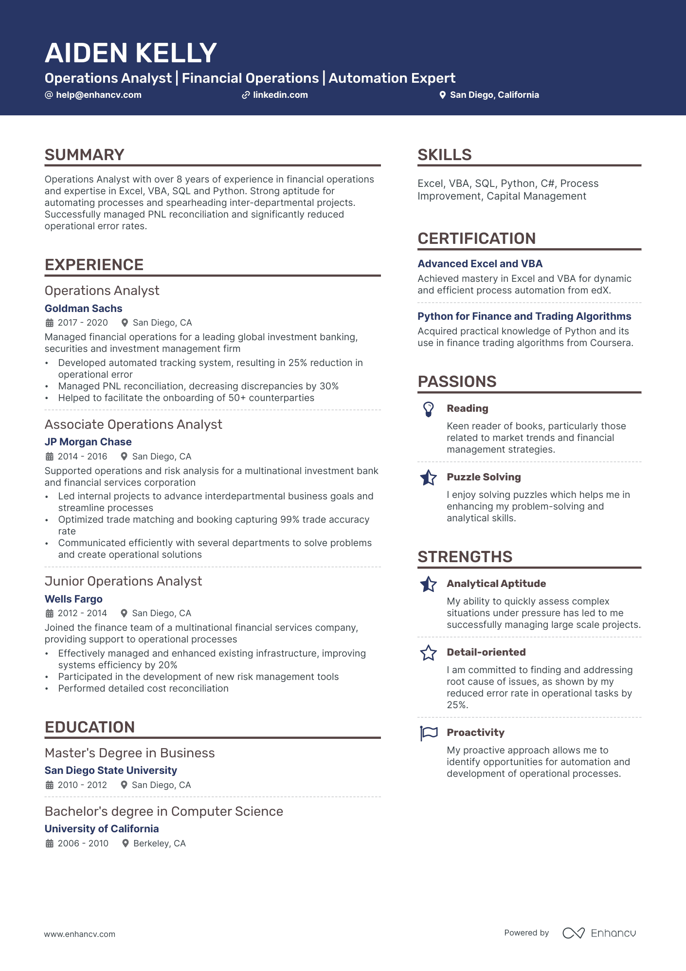10 Operations Analyst Resume Examples & Guide for 2026