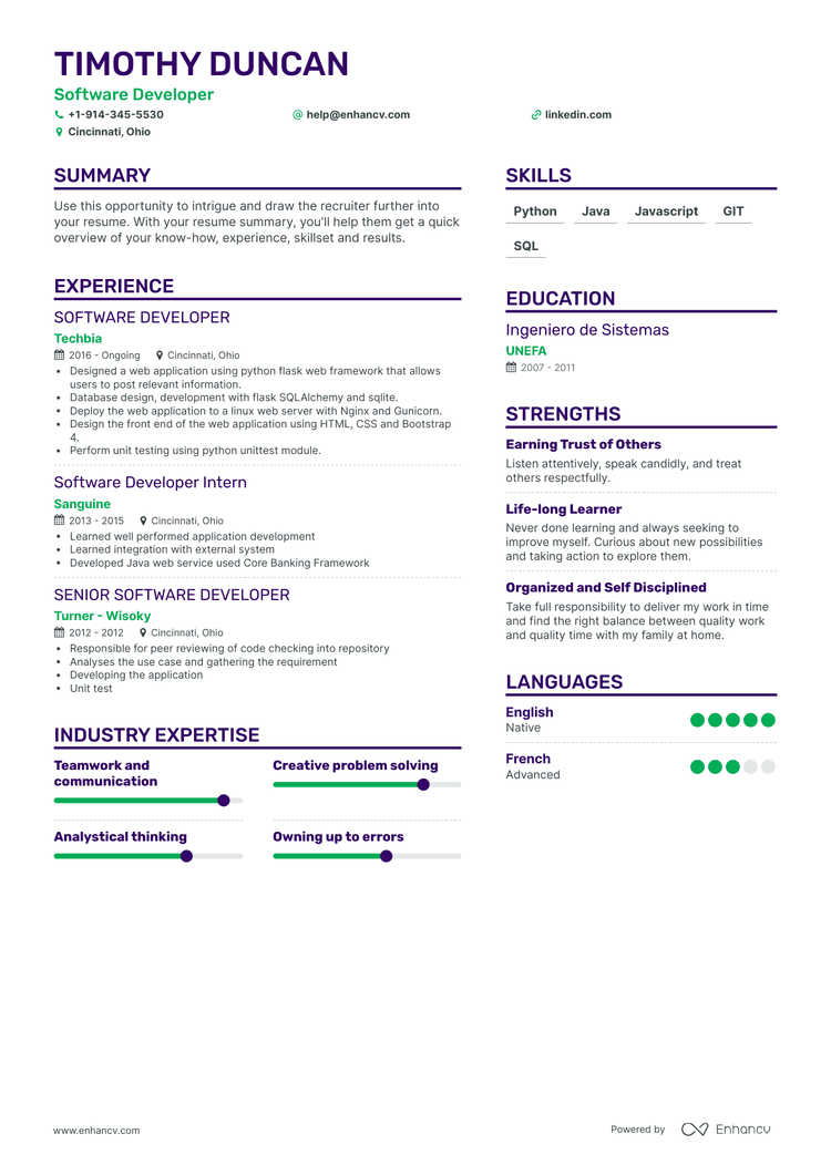 Software Developer Resume Examples & Guide for 2023 (Layout, Skills ...
