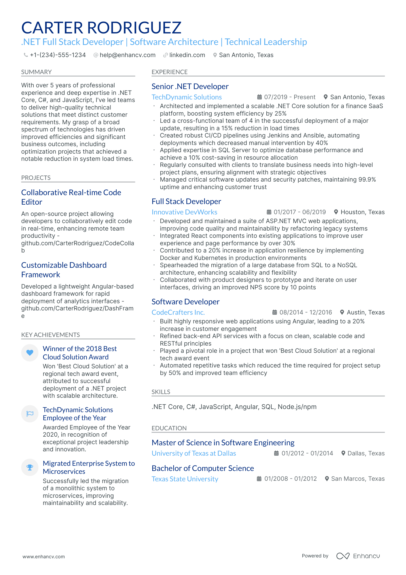 10 .Net Full-Stack Developer Resume Examples & Guide for 2025