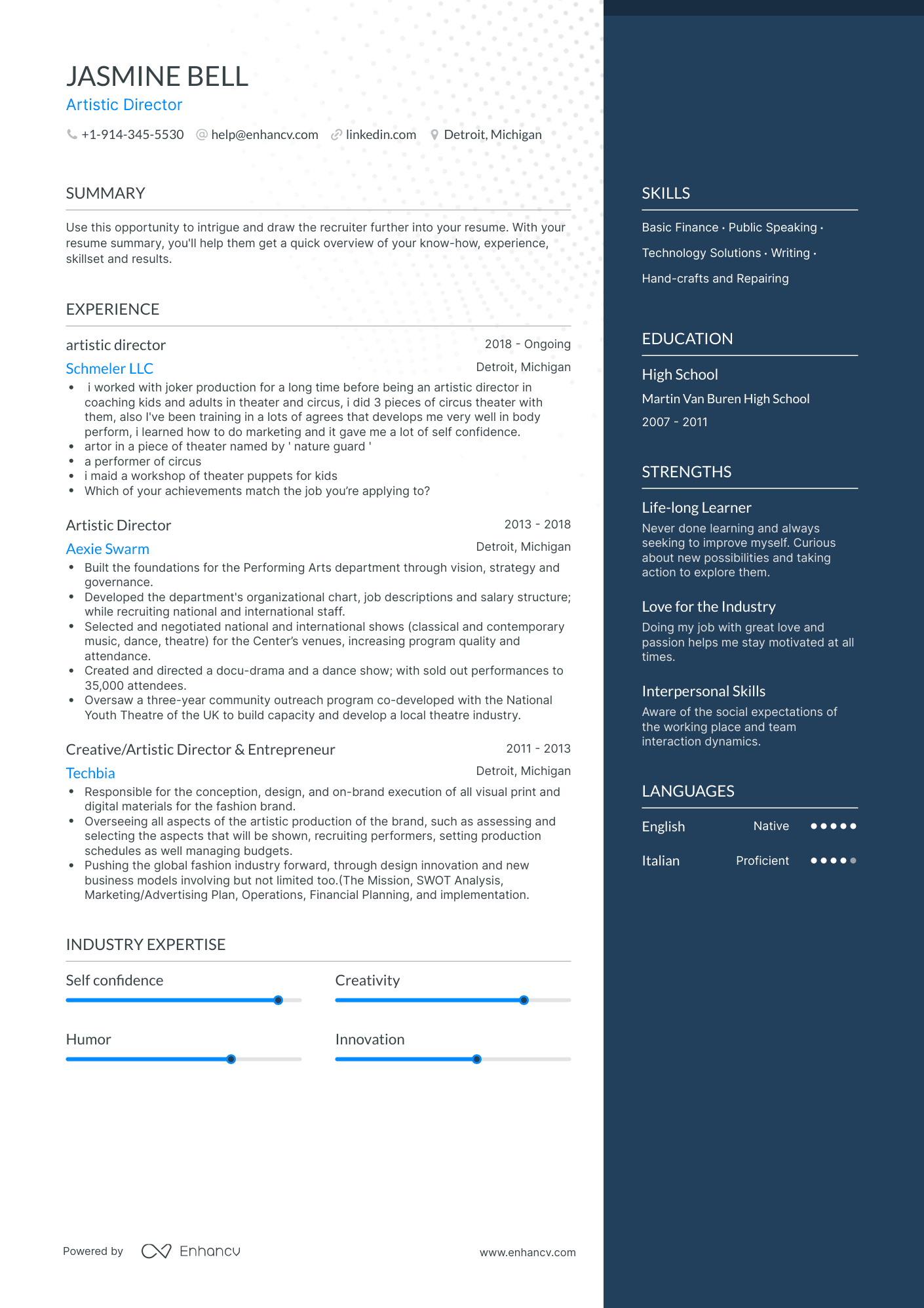 Artistic Director Resume Examples & Guide for 2023 (Layout, Skills ...