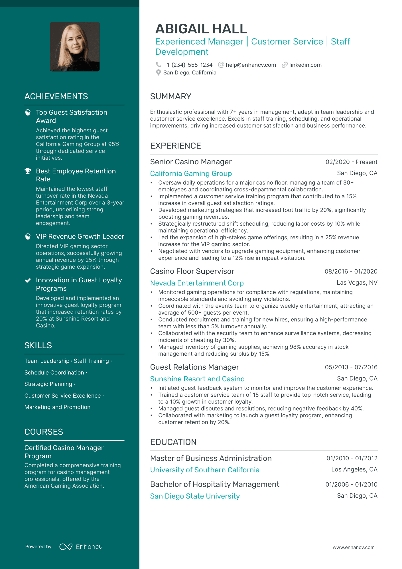 5 Casino Manager Resume Examples & Guide for 2024