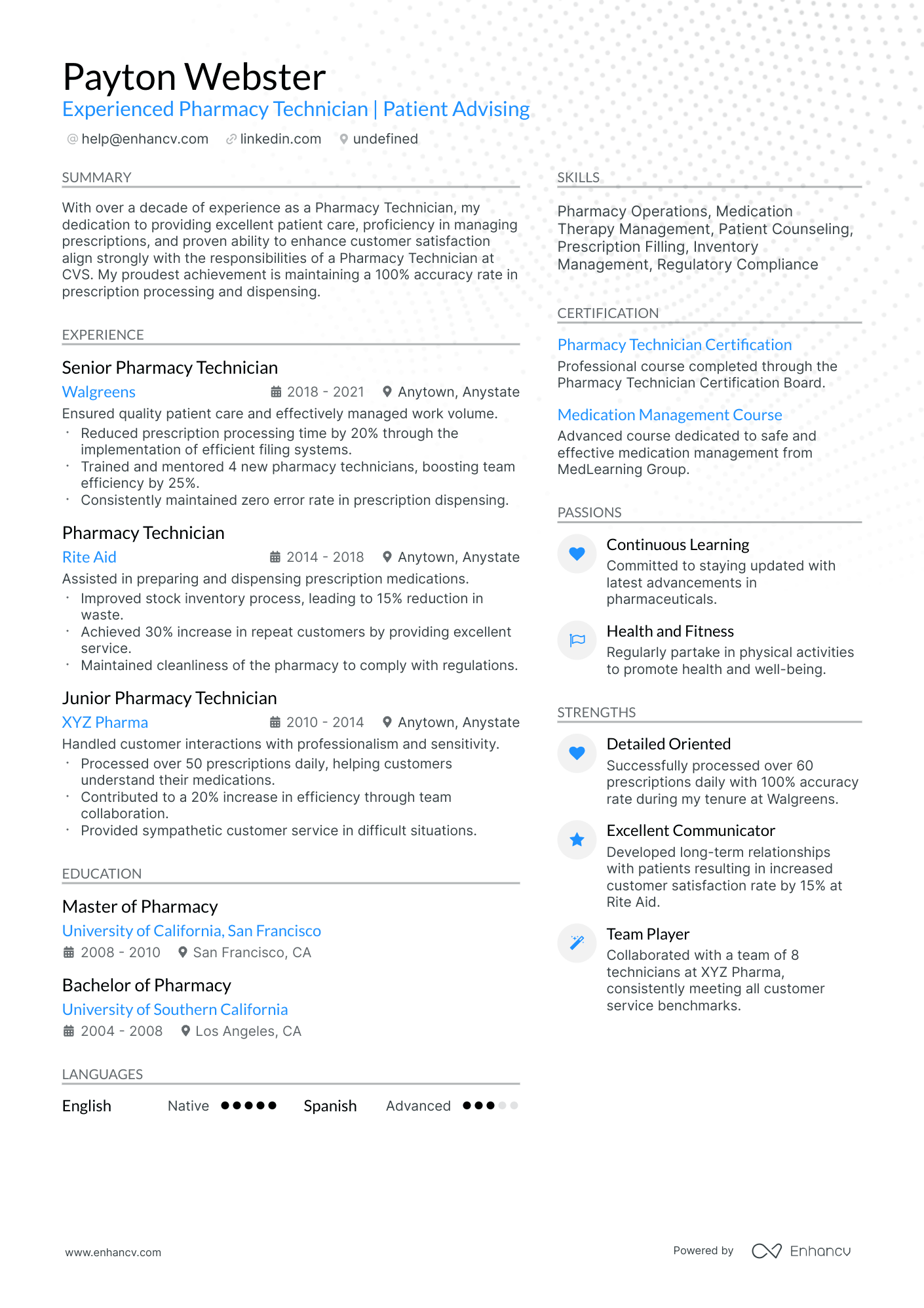 10 CVS Pharmacy Technician Resume Examples, Templates & Guide for 2026
