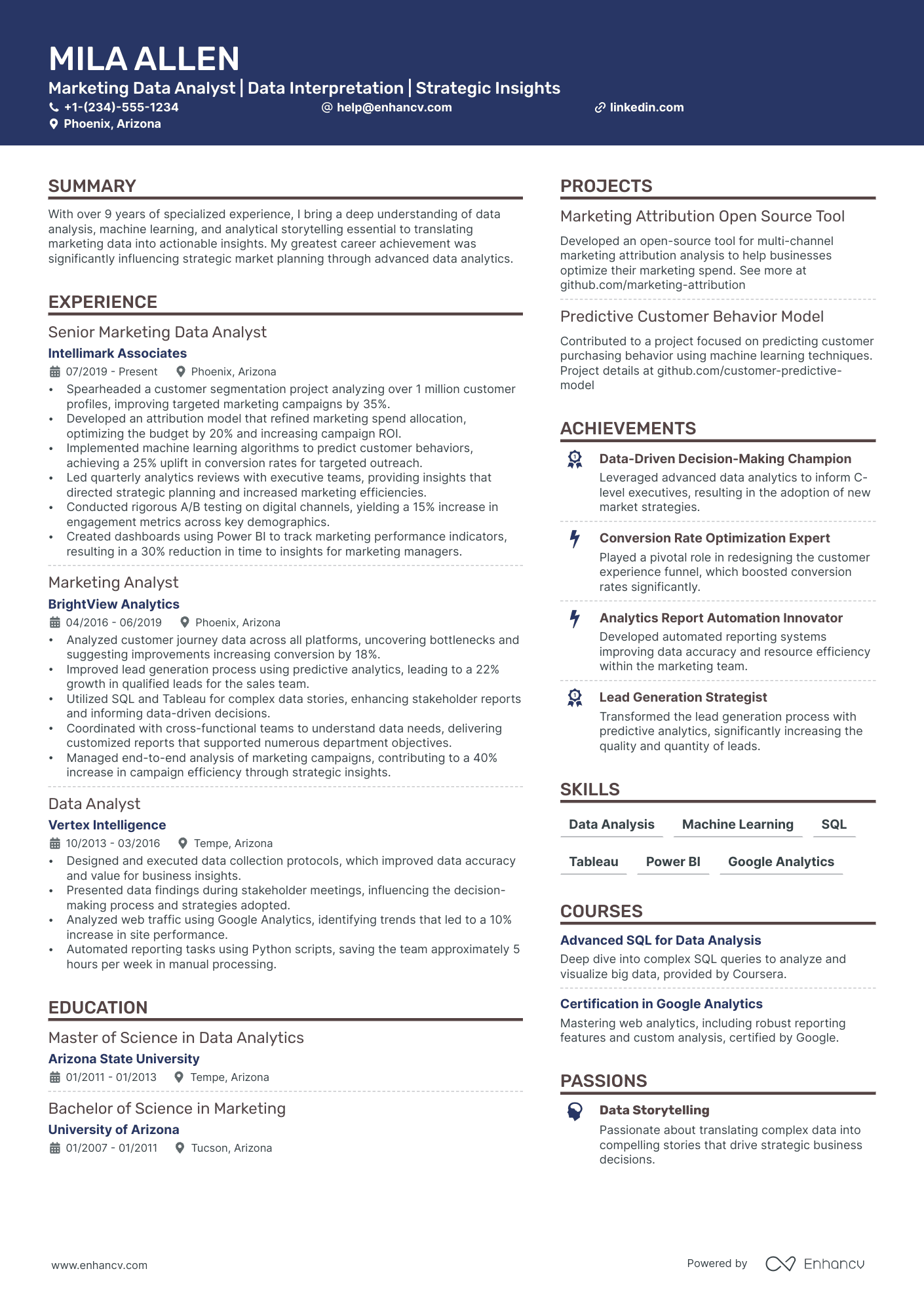 5 Marketing Data Analyst Resume Examples & Guide for 2024