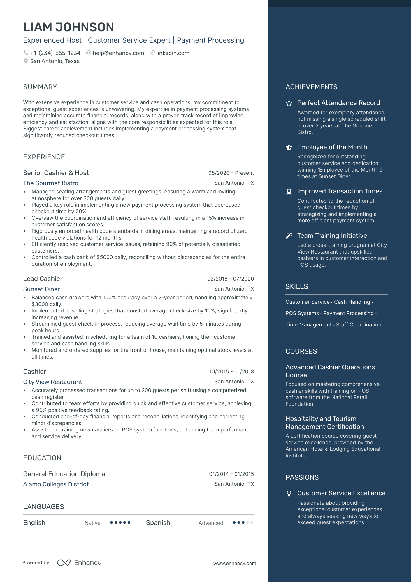 5 Food Cashier Resume Examples & Guide for 2024