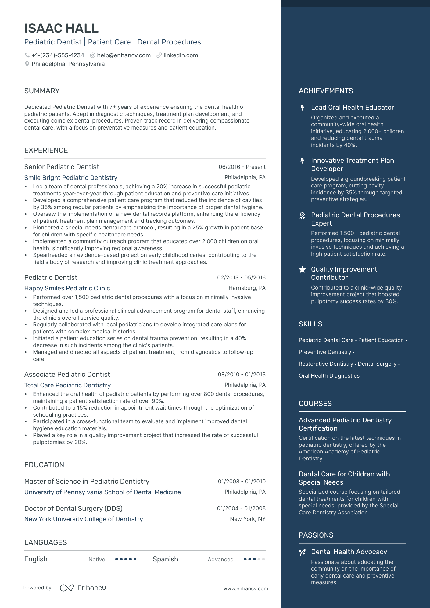 5 Pediatric Dentist Resume Examples & Guide for 2024