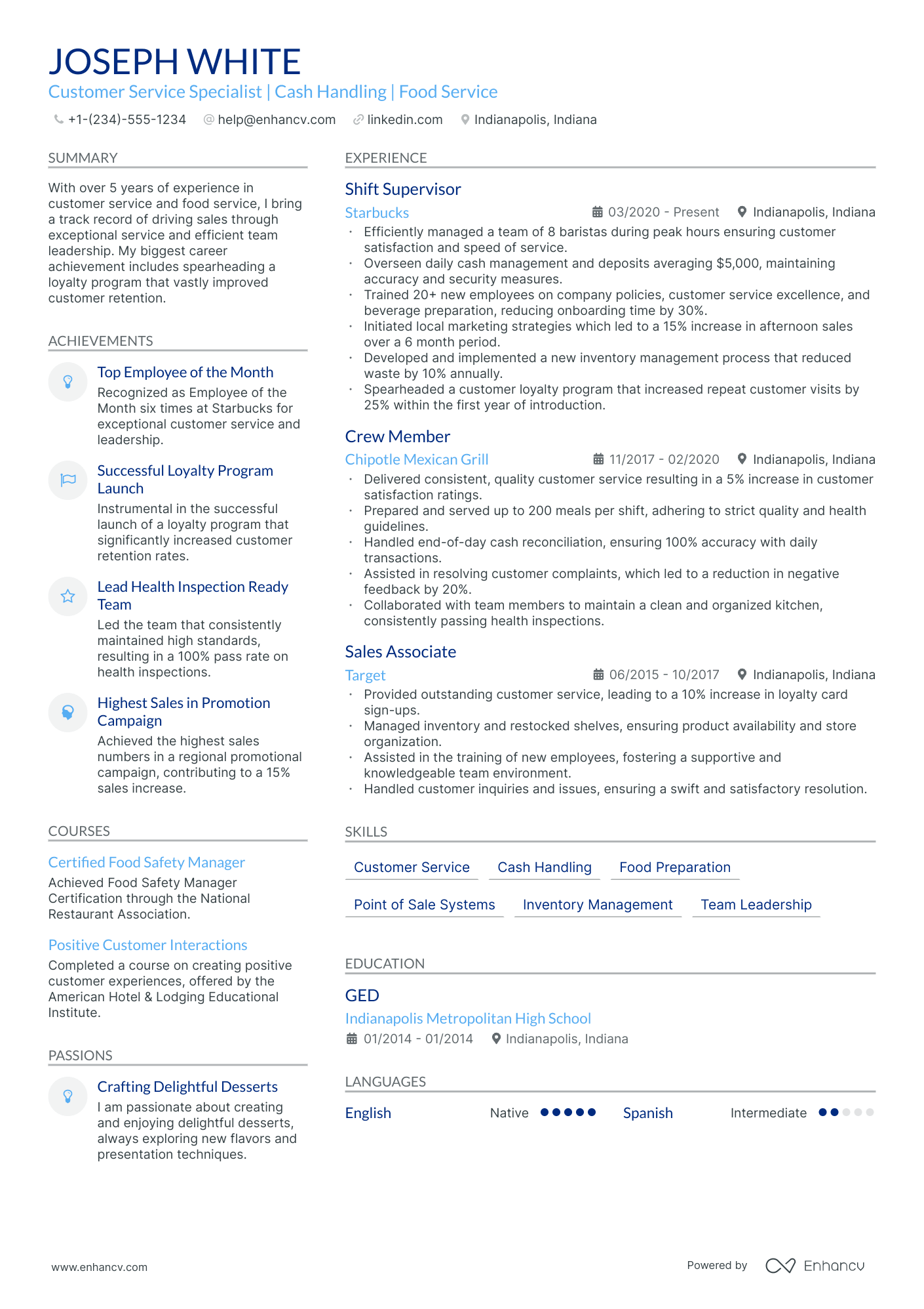 5 Ice Cream Server Resume Examples & Guide for 2024