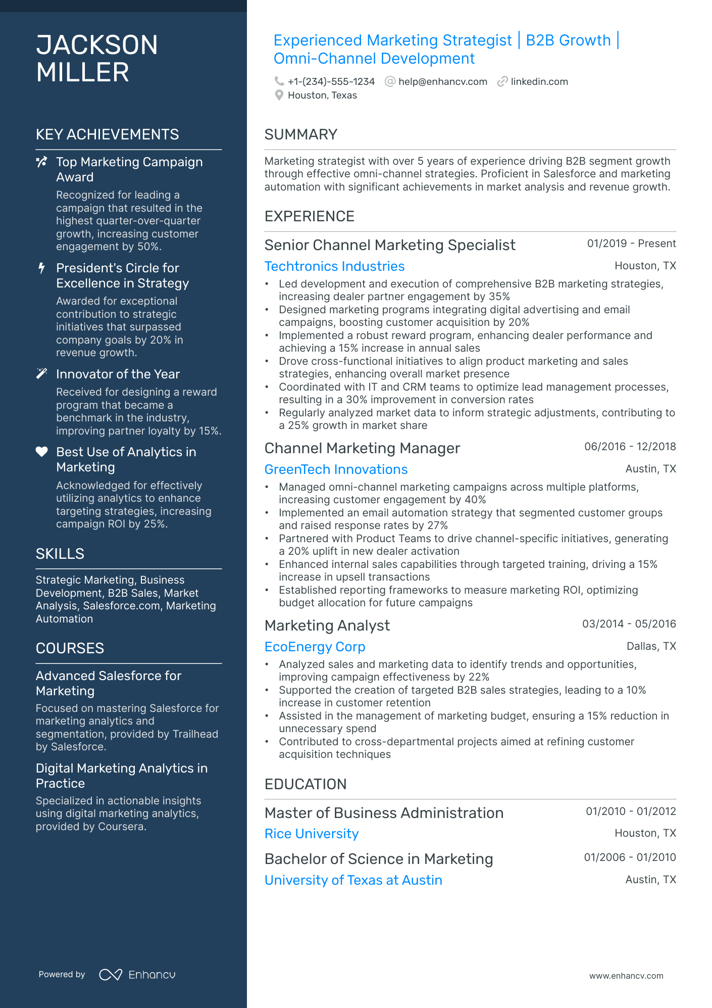 10 Channel Marketing Manager Resume Examples & Guide for 2026
