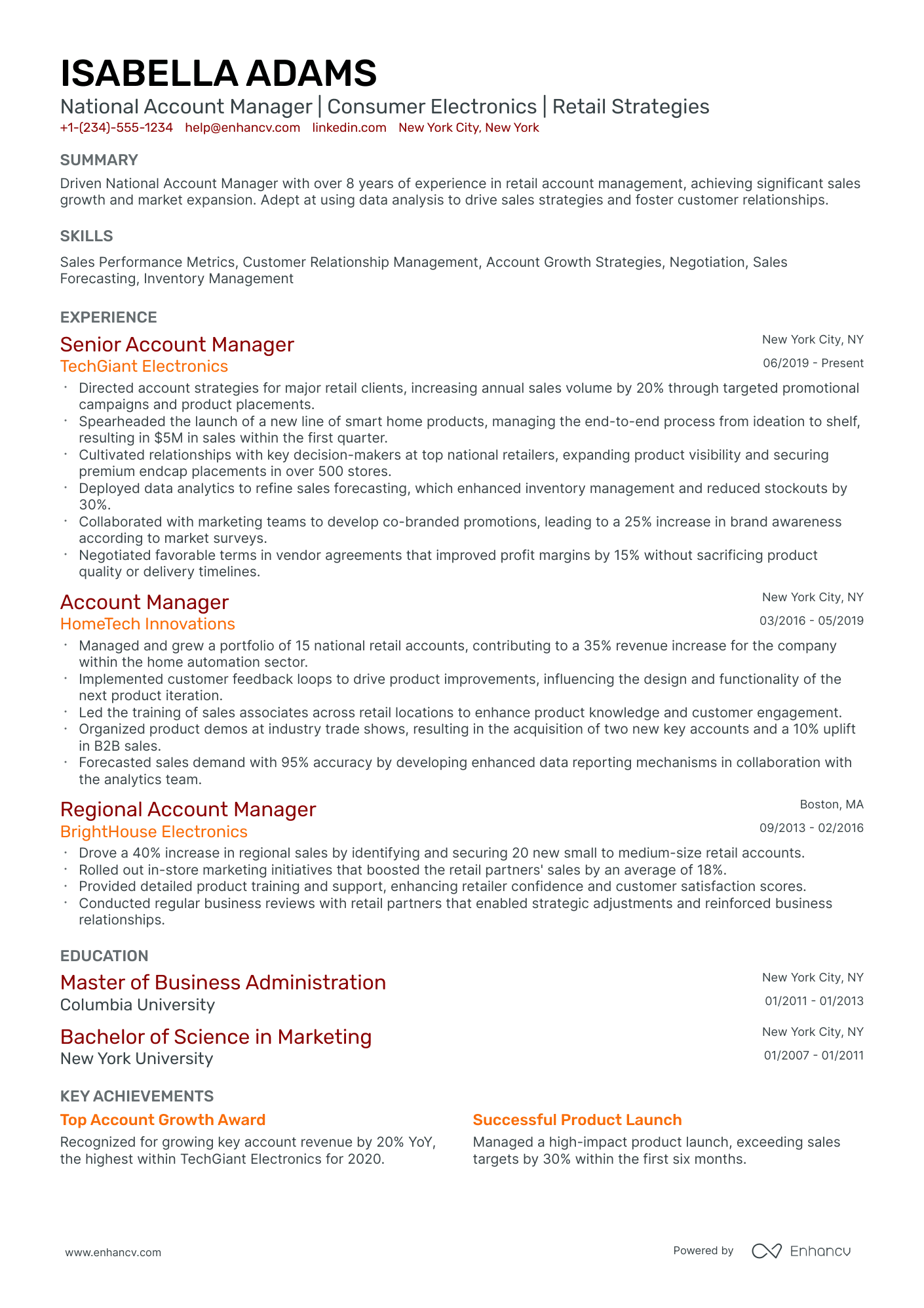 10 National Account Manager Resume Examples & Guide for 2026