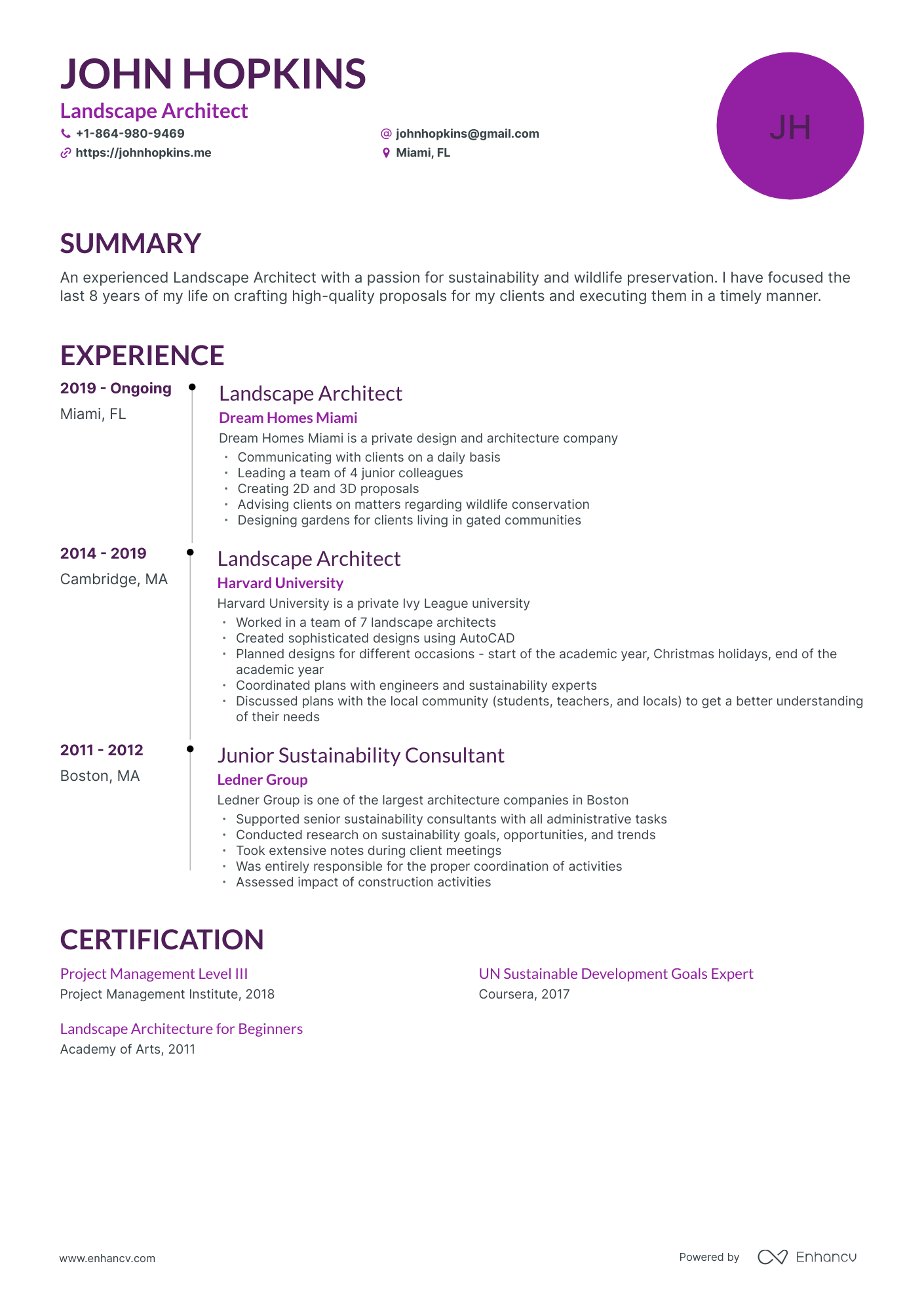 5 Landscape Architect Resume Examples & Guide for 2023