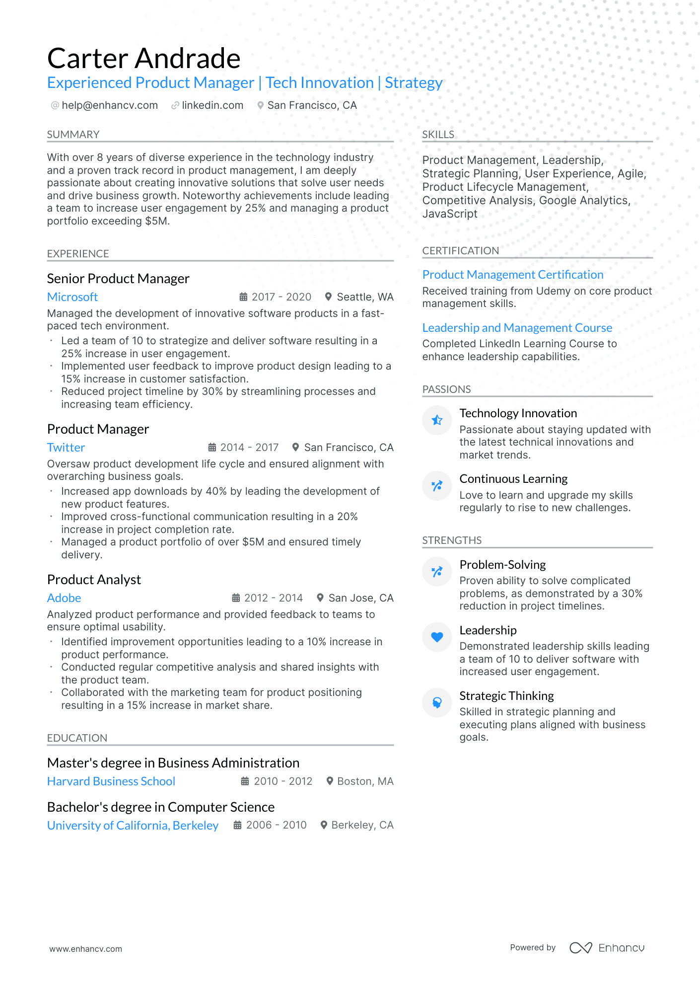 10 Google Product Manager Resume Examples & Guide for 2026