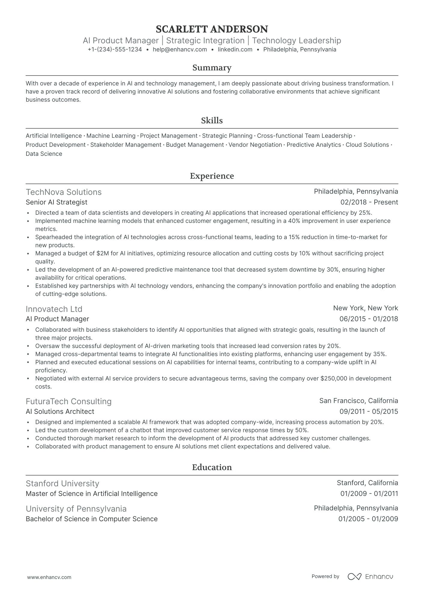 5 AI Product Manager Resume Examples & Guide for 2024