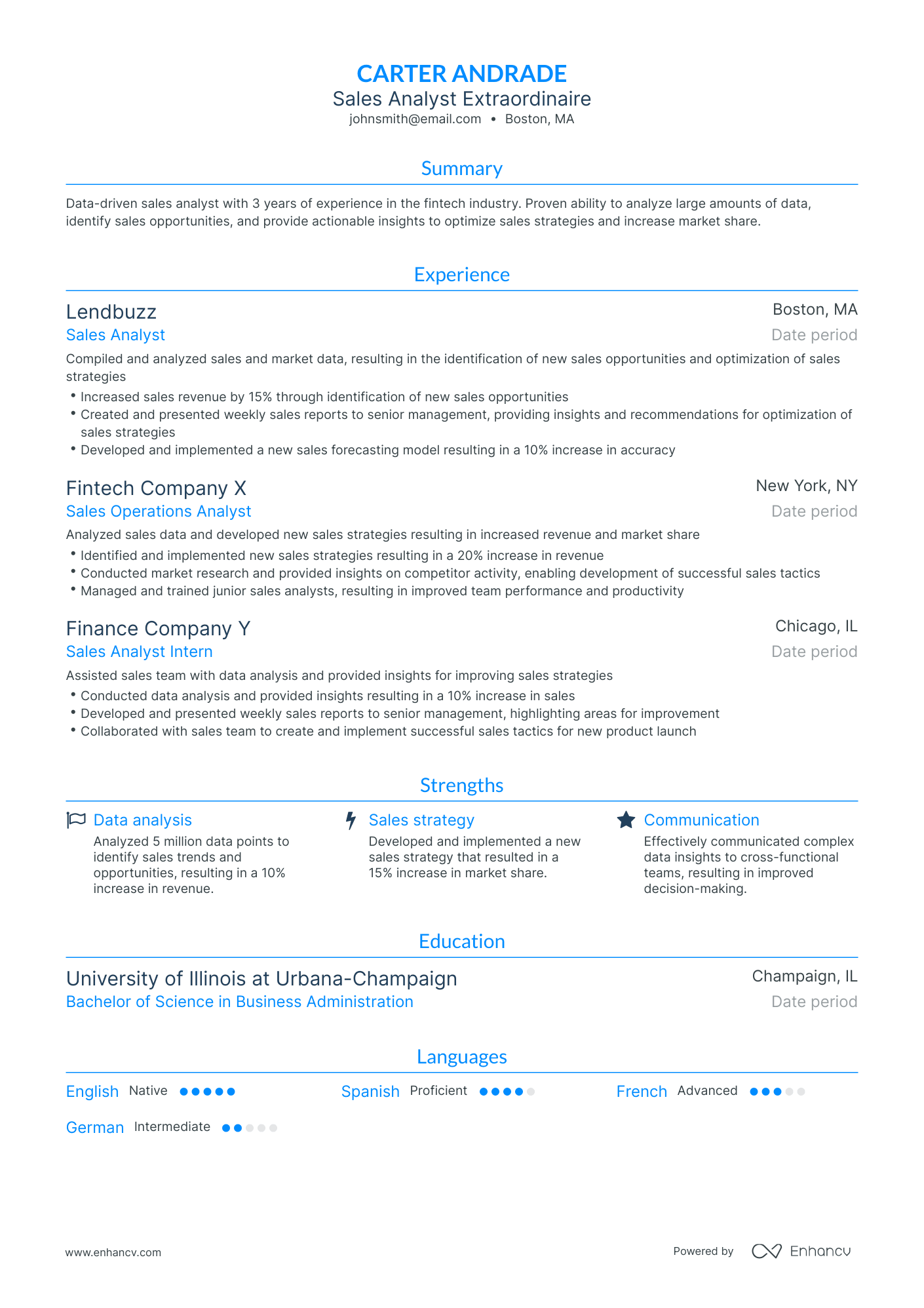 5 Sales Analyst Resume Examples & Guide for 2023