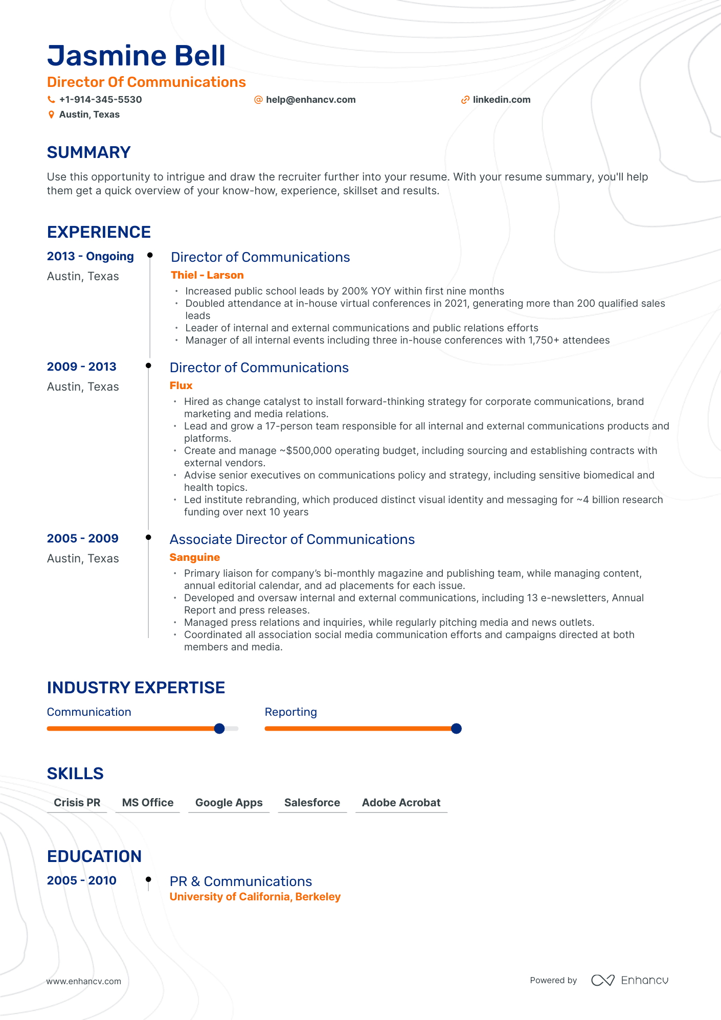 Director of Communications Resume: Examples & Guide for 2023 (Layout ...