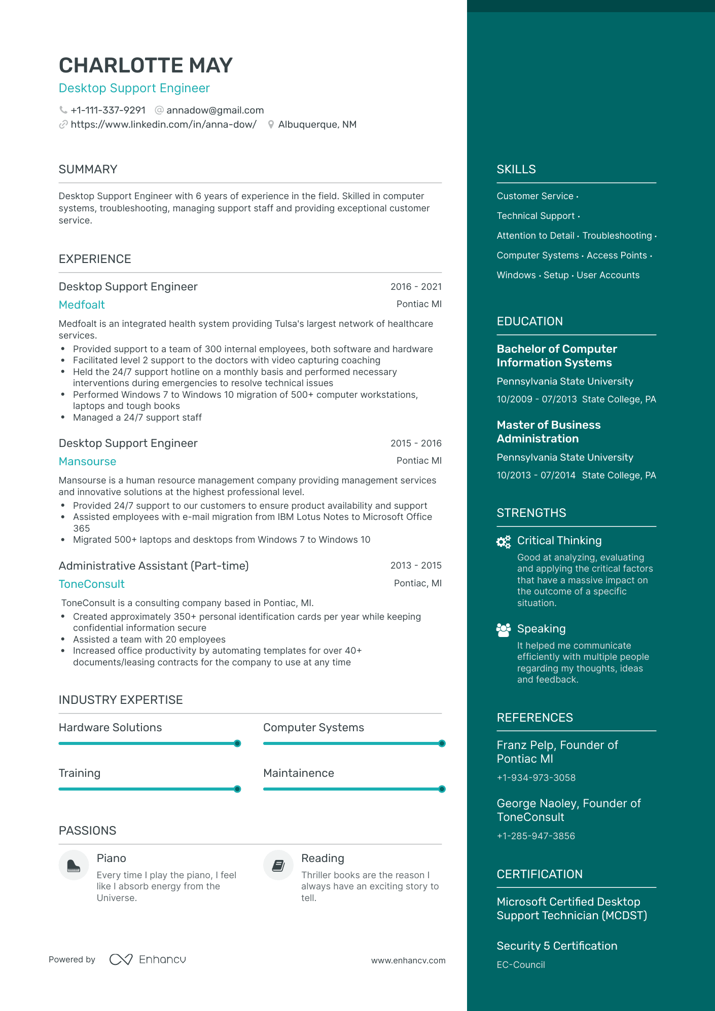 5 Desktop Support Resume Examples & Guide for 2024