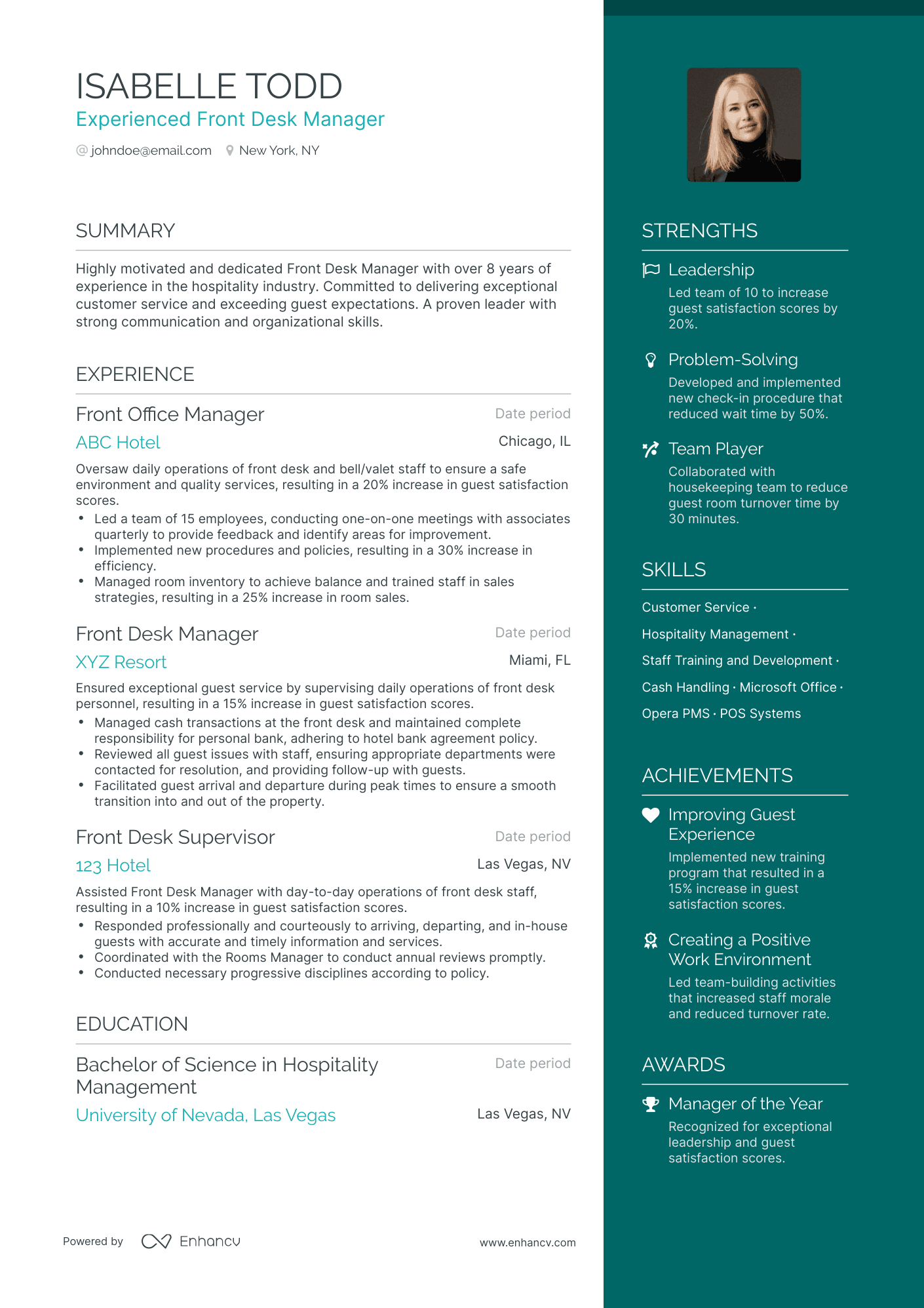 5 Front Desk Manager Resume Examples & Guide for 2023