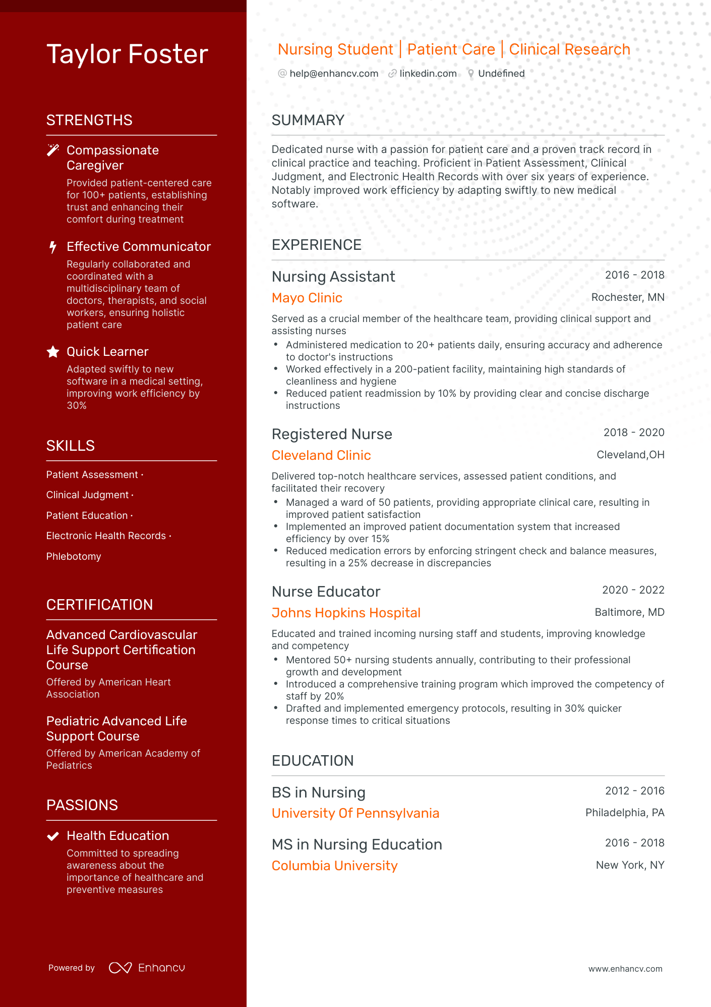 5 Nursing Student Clinical Experience Resume Examples & Guide for 2024