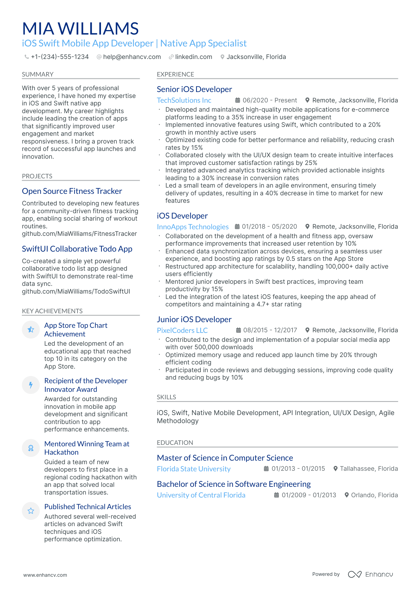 10 Mobile Application Developer Resume Examples & Guide for 2026