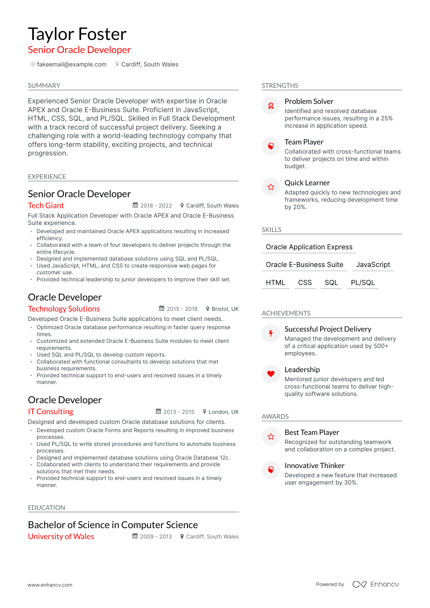 5 Senior Oracle Developer Resume Examples & Guide for 2023