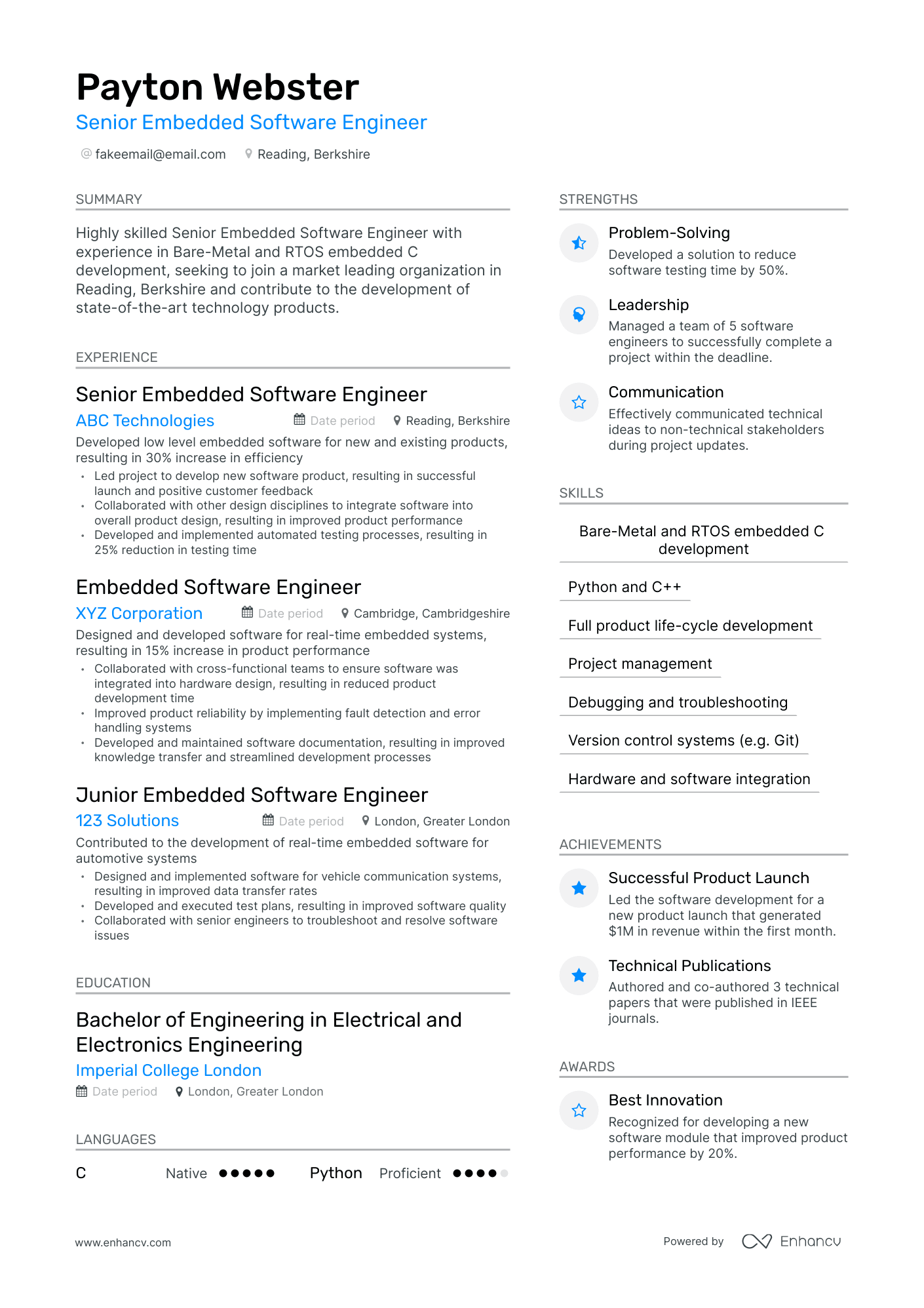 5 Embedded Software Engineer Resume Examples & Guide for 2024