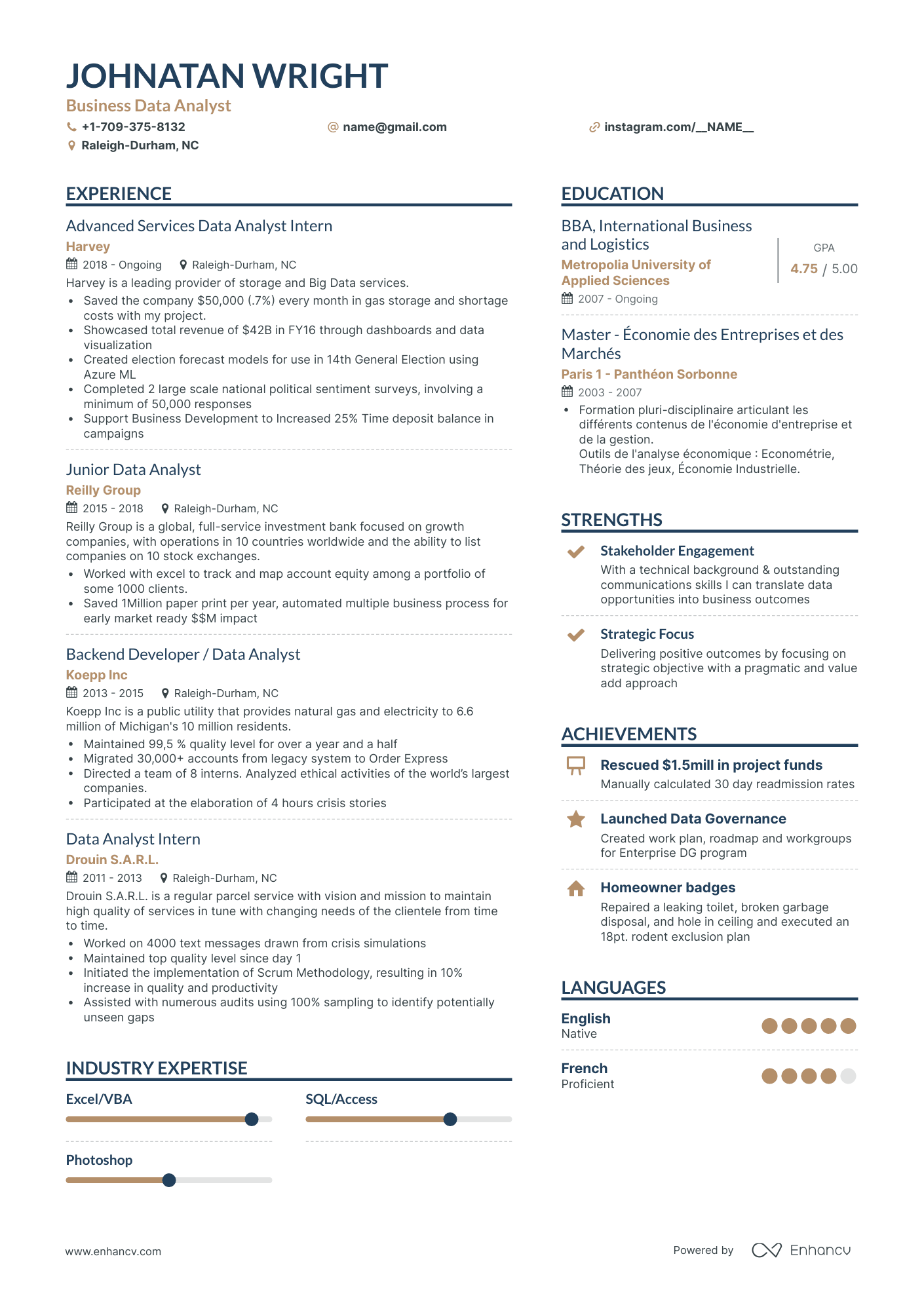 5 Business Data Analyst Resume Examples & Guide for 2023