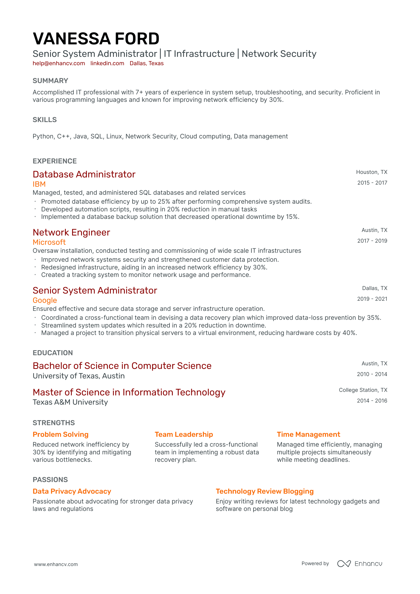 10 Senior System Administrator Resume Examples & Guide for 2026