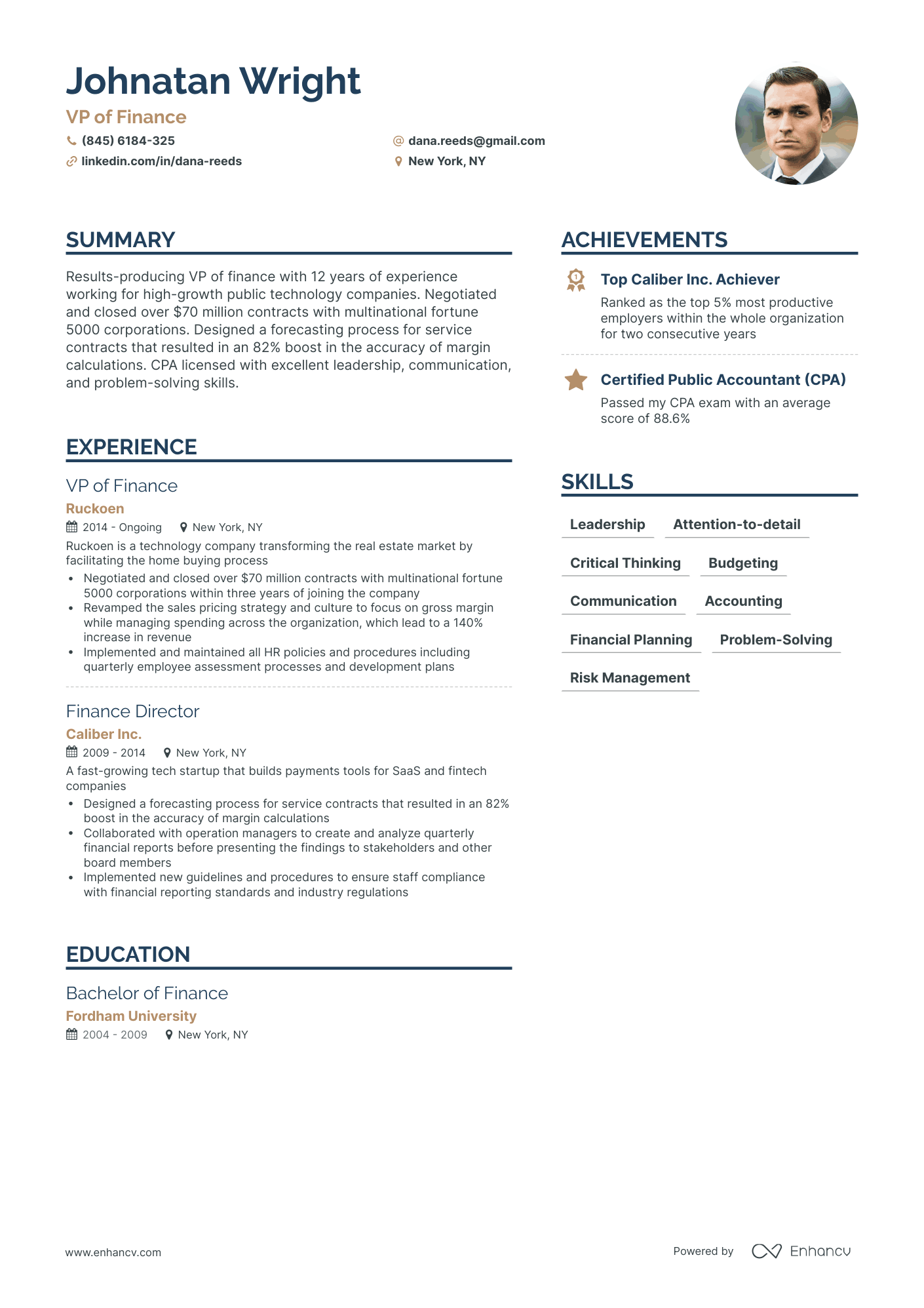 VP of Finance Resume: Examples & Guide for 2023 (Layout, Skills ...