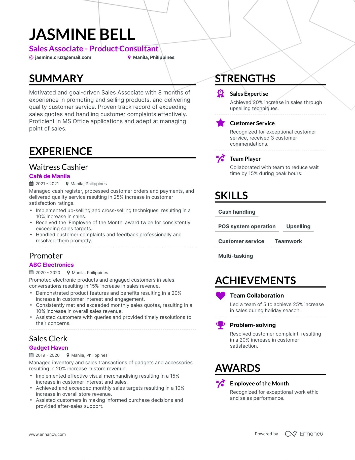 5 Waitress Cashier Resume Examples & Guide for 2024