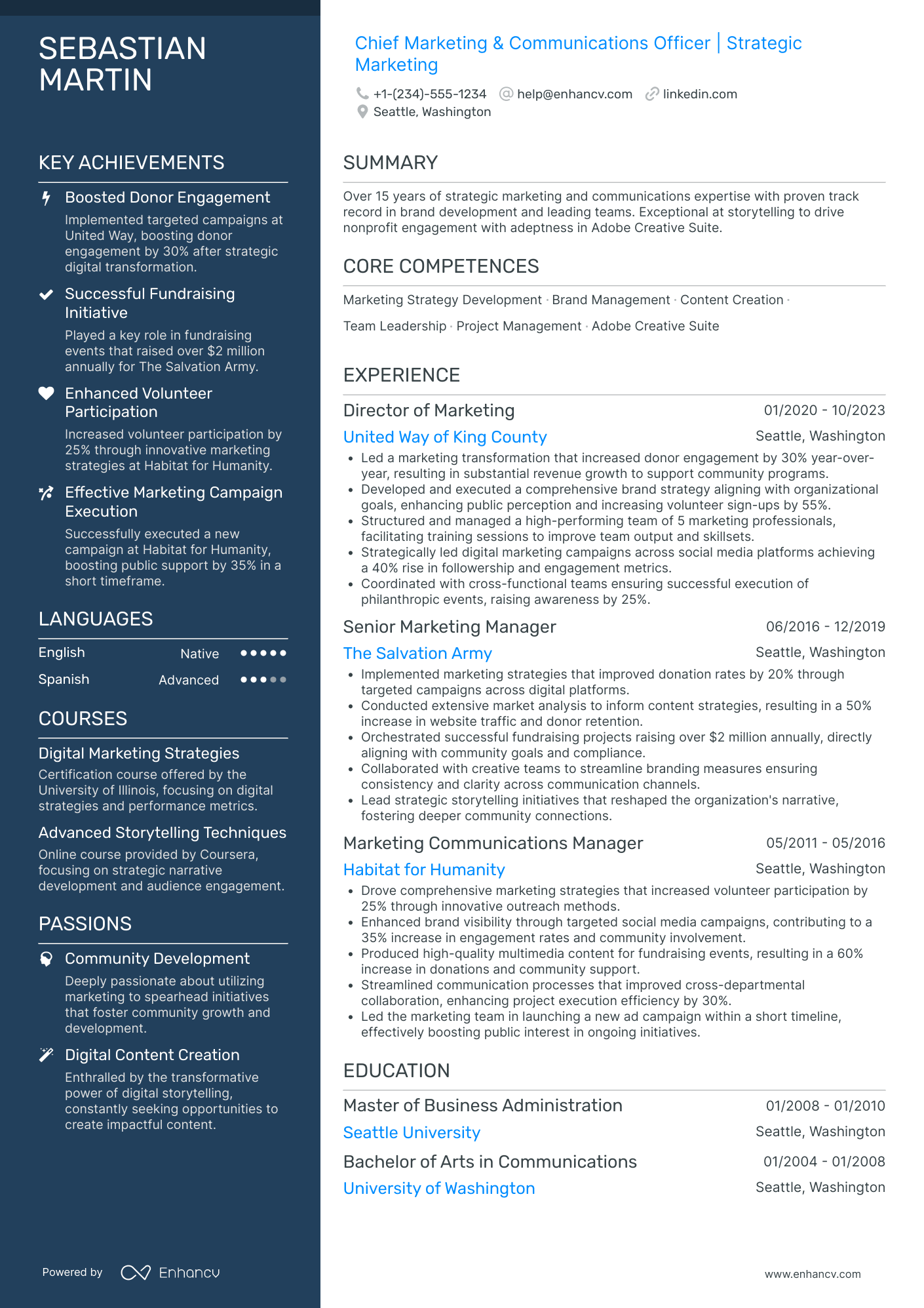 Chief Marketing and Communications Officer Resume Example