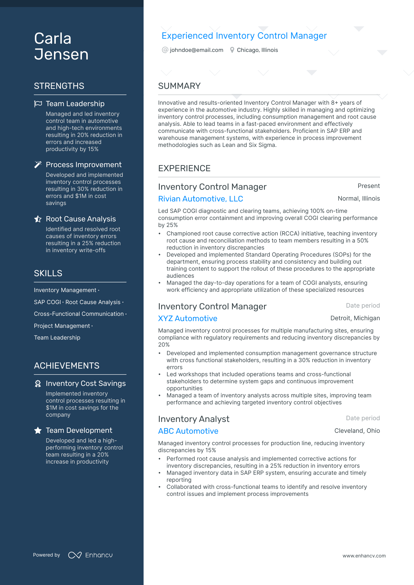 5 Inventory Resume Examples & Guide for 2024