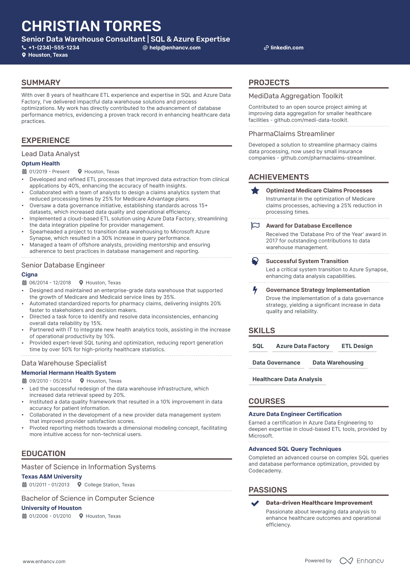 5 Data Warehouse Consultant Resume Examples & Guide for 2024