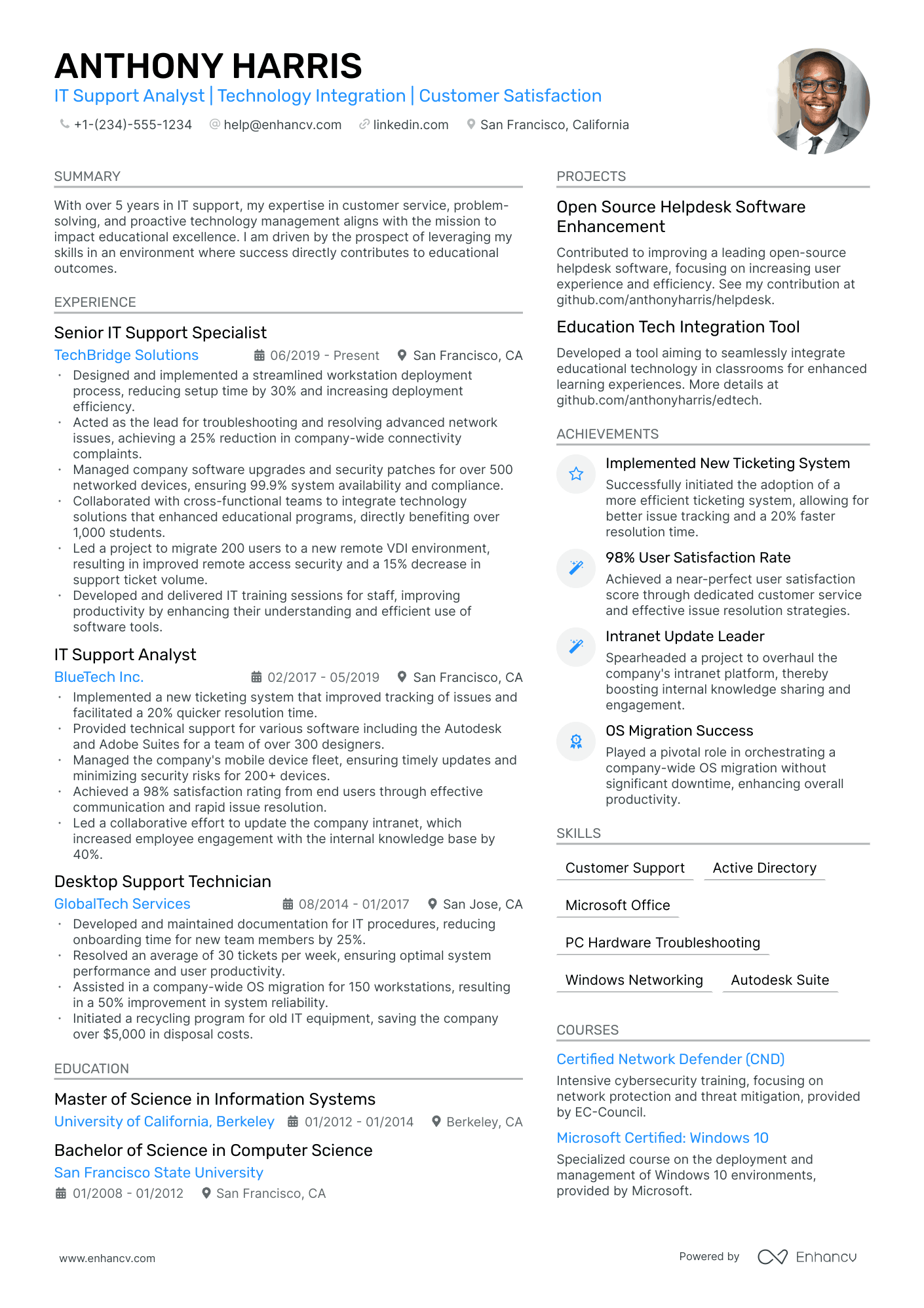 5 IT Support Analyst Resume Examples & Guide for 2024