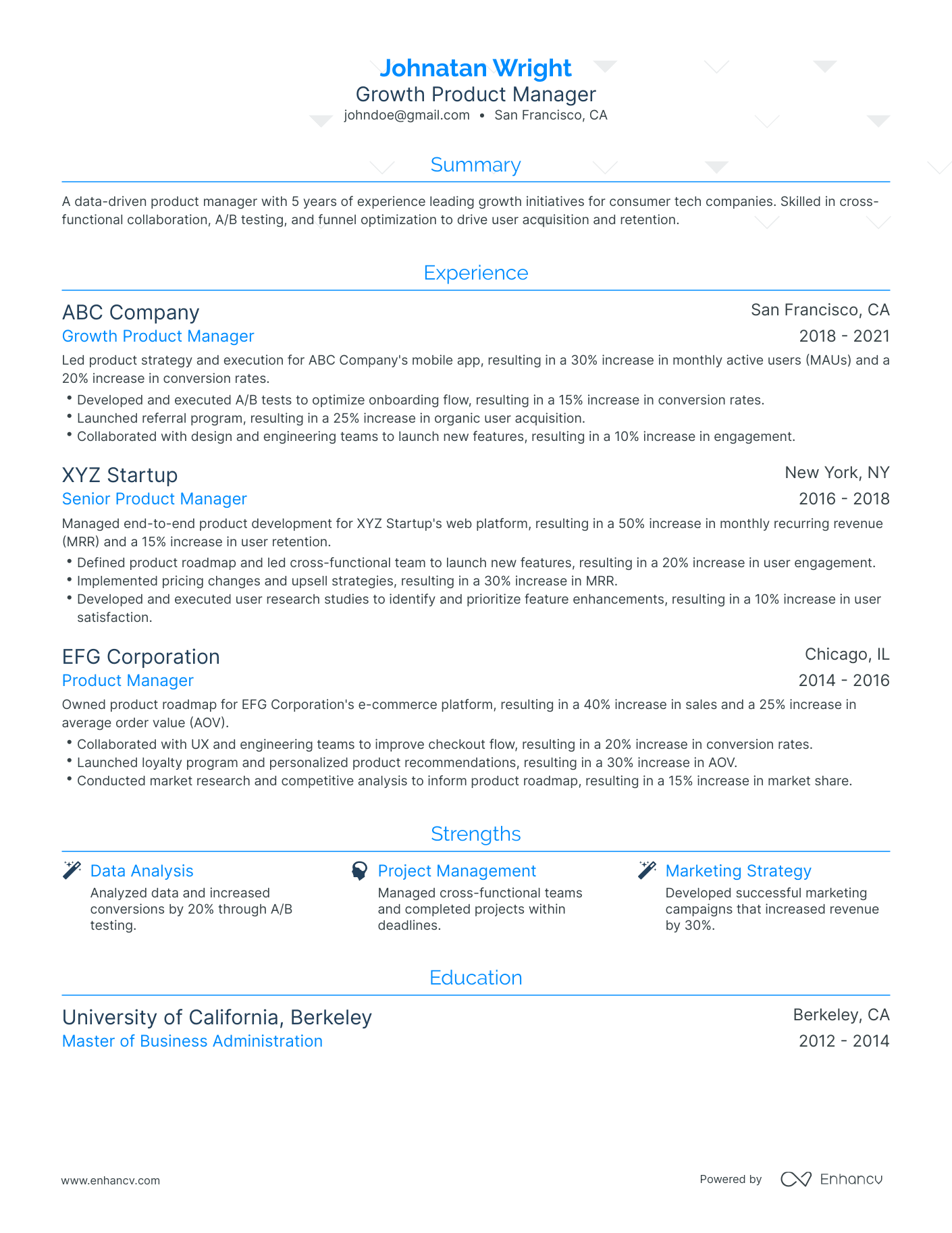 5 Growth Product Manager Resume Examples & Guide for 2024